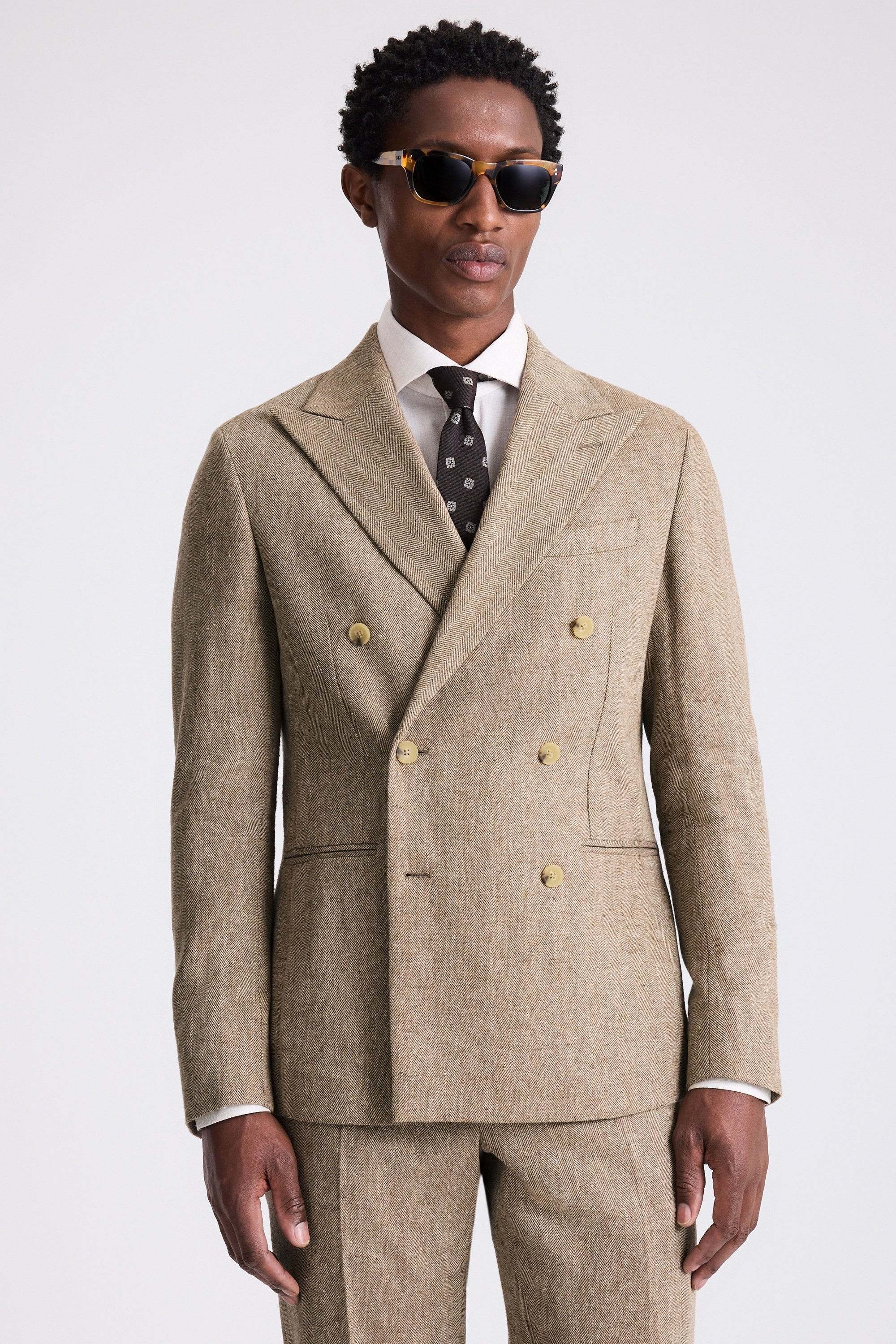 Slim Fit Gold Herringbone Suit