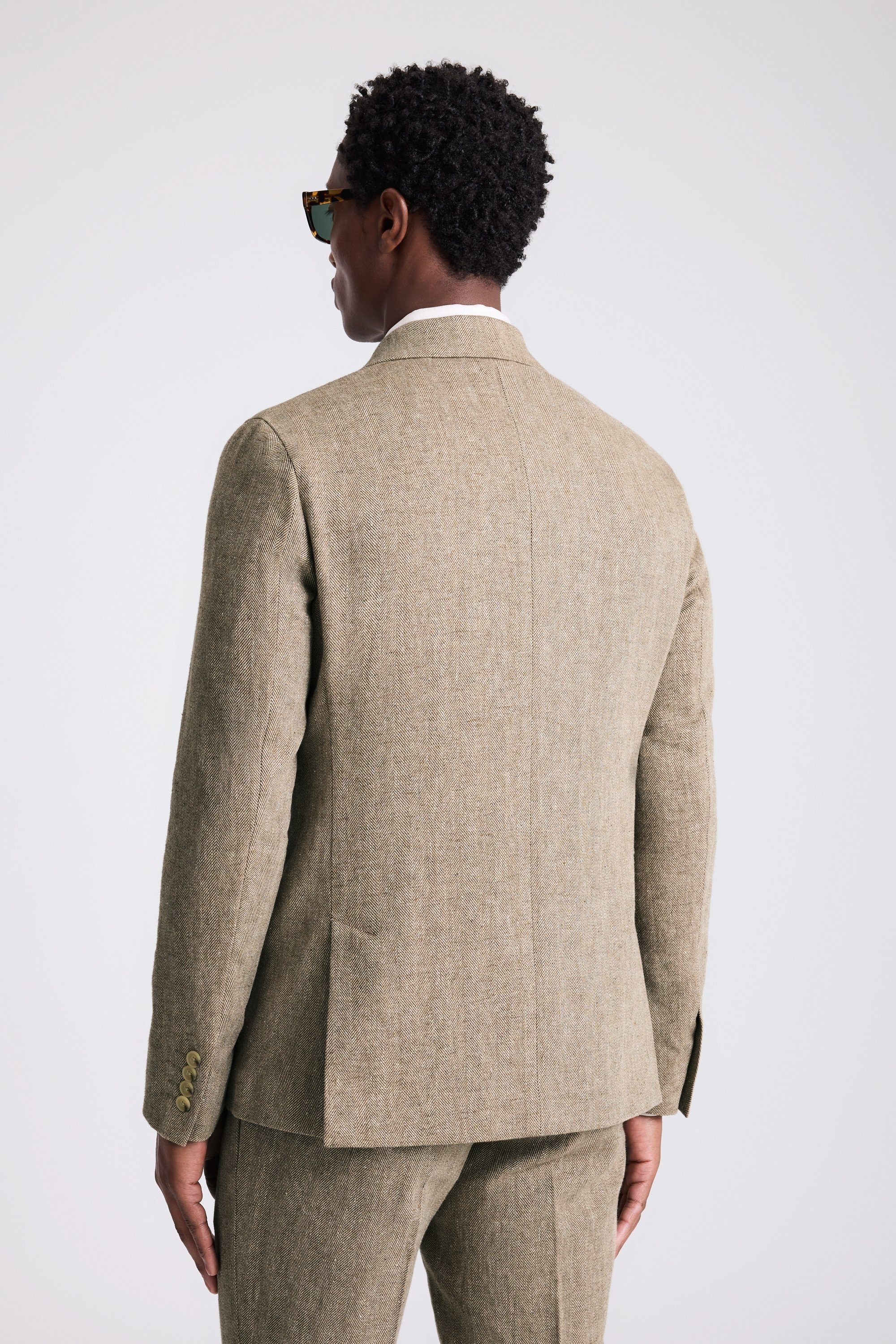 Slim Fit Gold Herringbone Suit