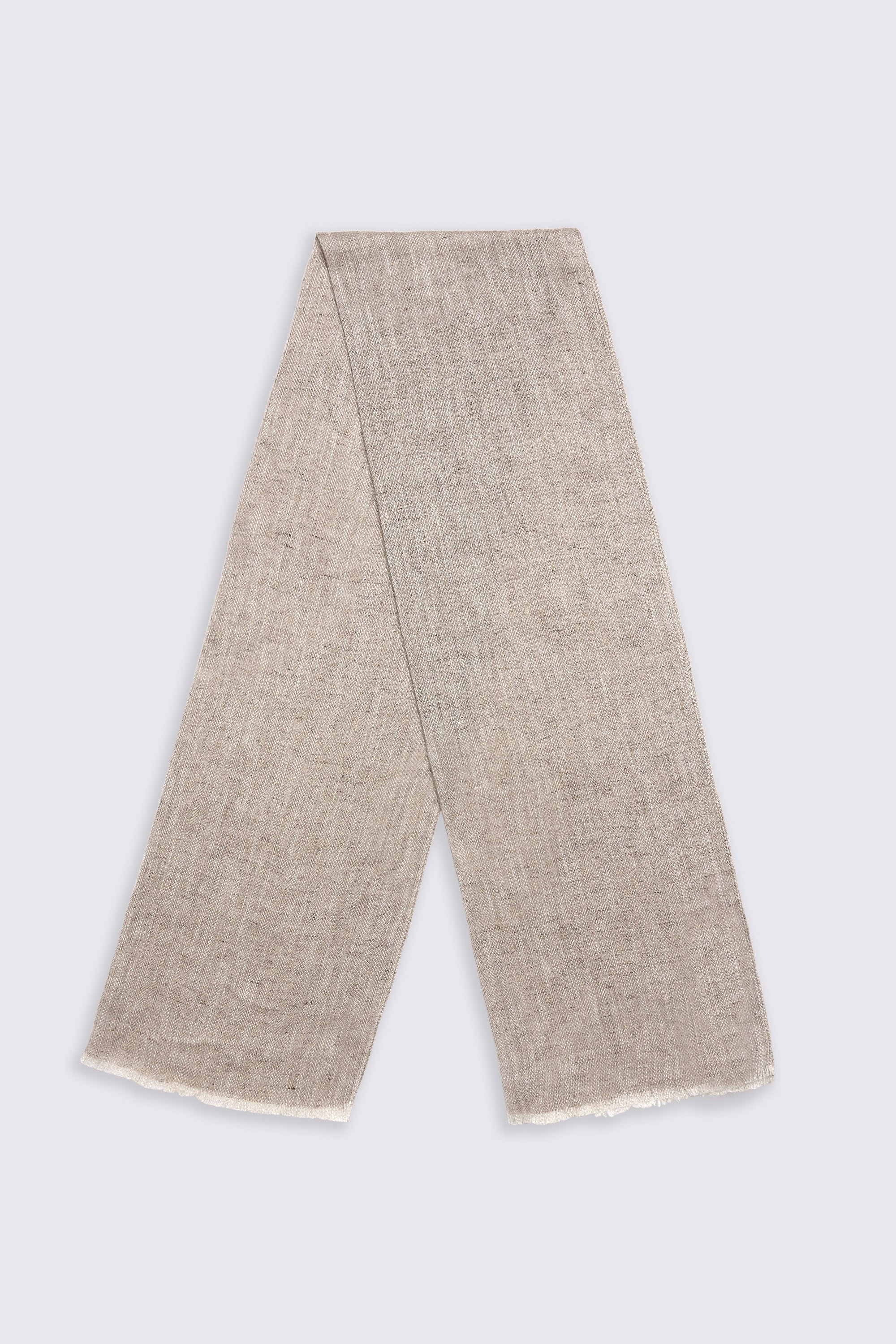 Light Taupe Textured Linen Blend Scarf