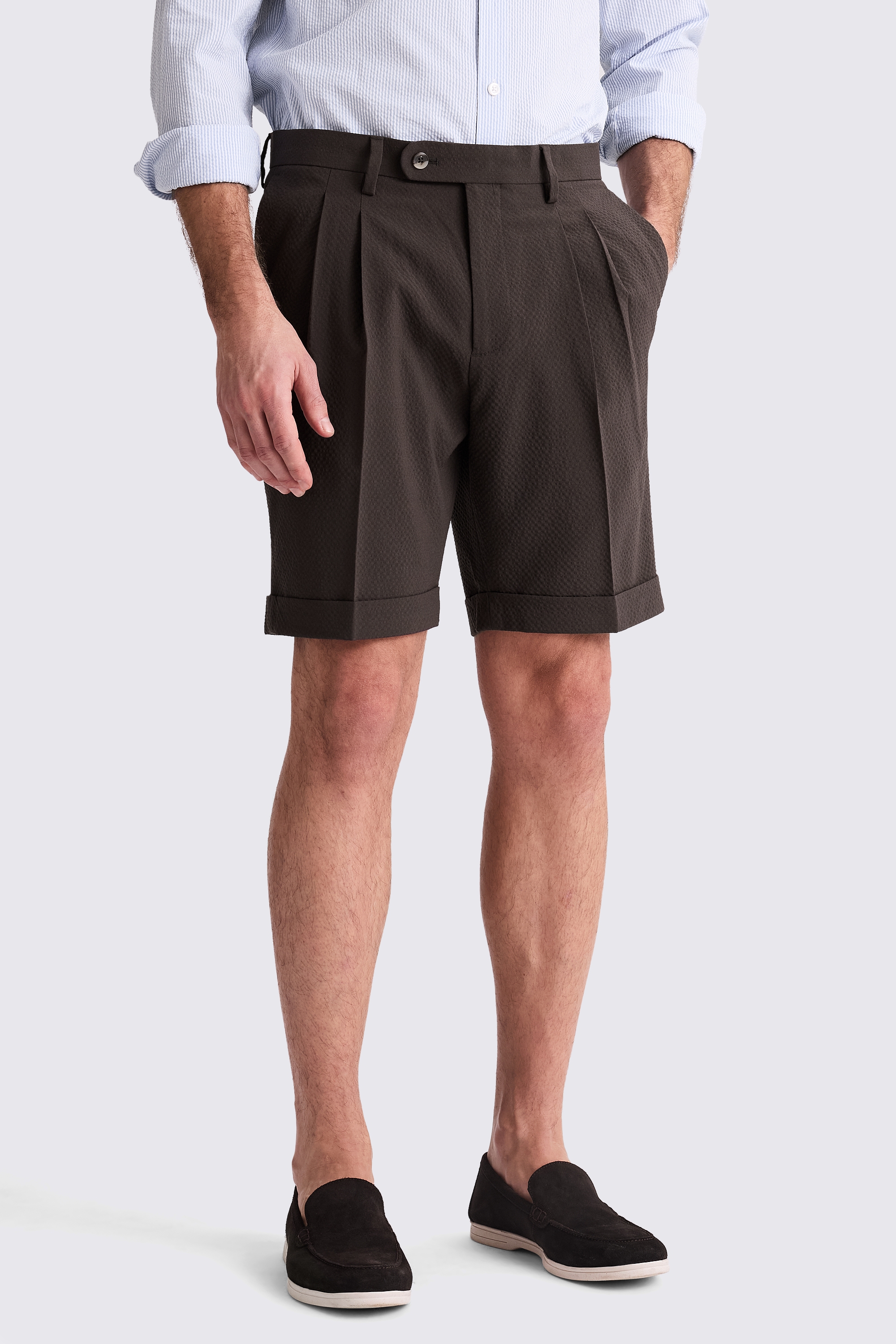 Brown Seersucker Shorts