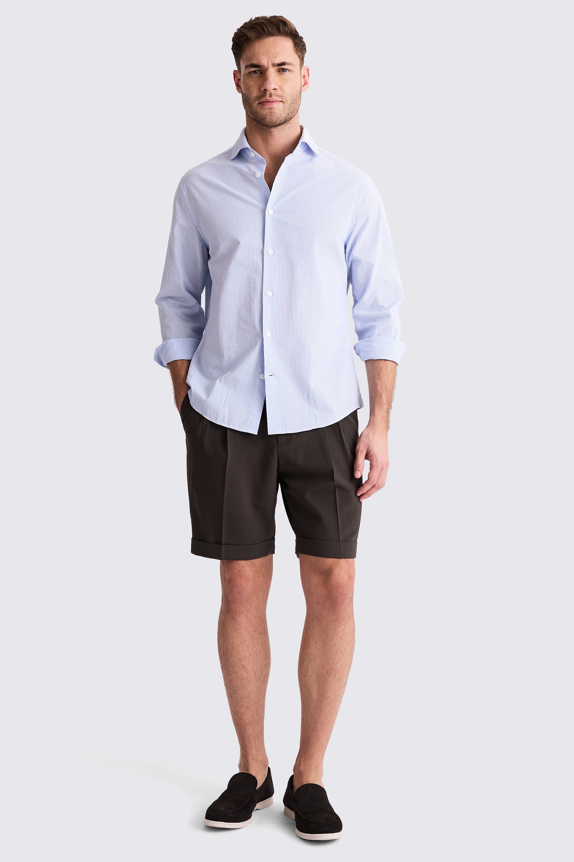 Brown Seersucker Shorts