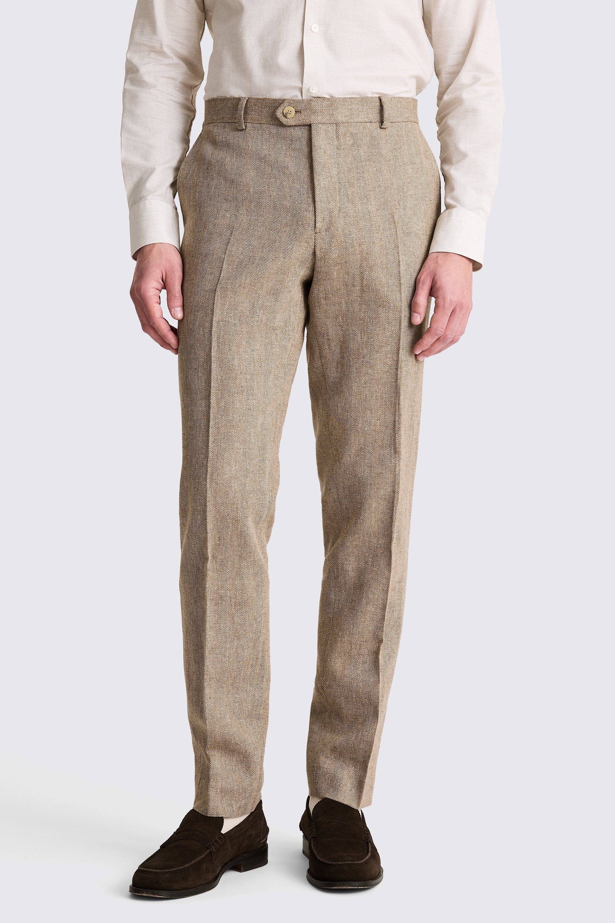 Slim Fit Gold Herringbone Trousers