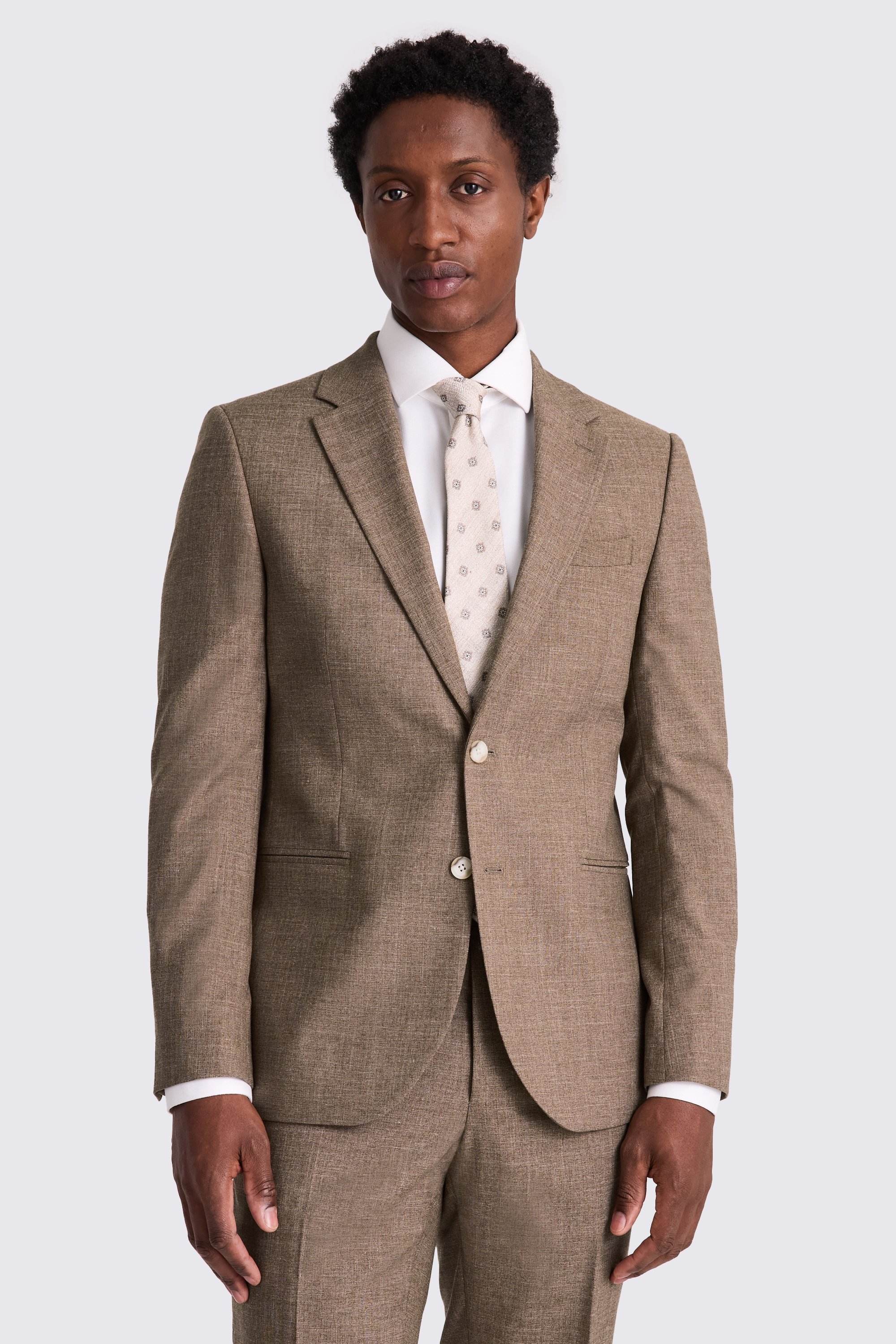 Slim Fit Brown Slub Suit