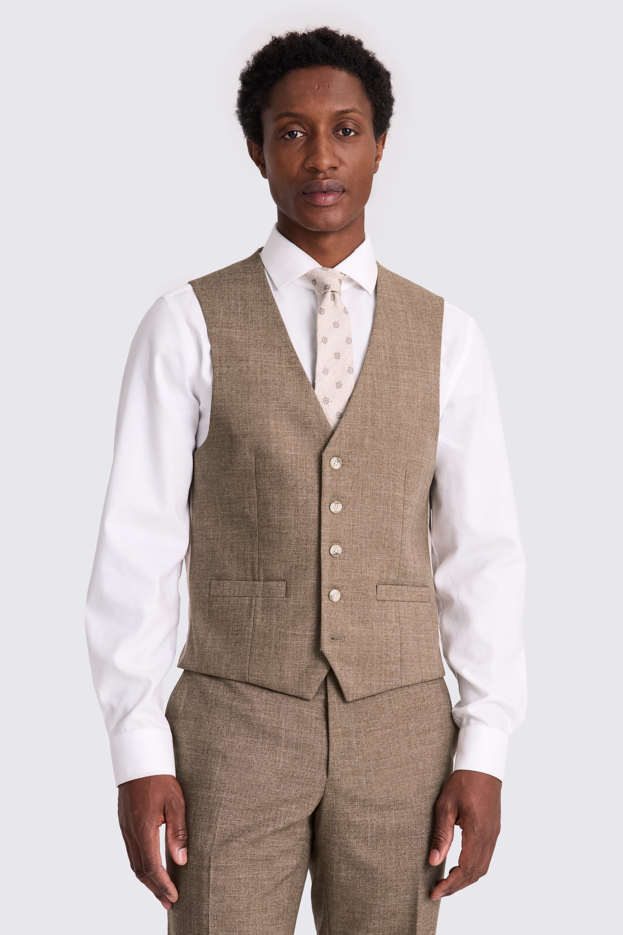 Slim Fit Brown Slub Suit