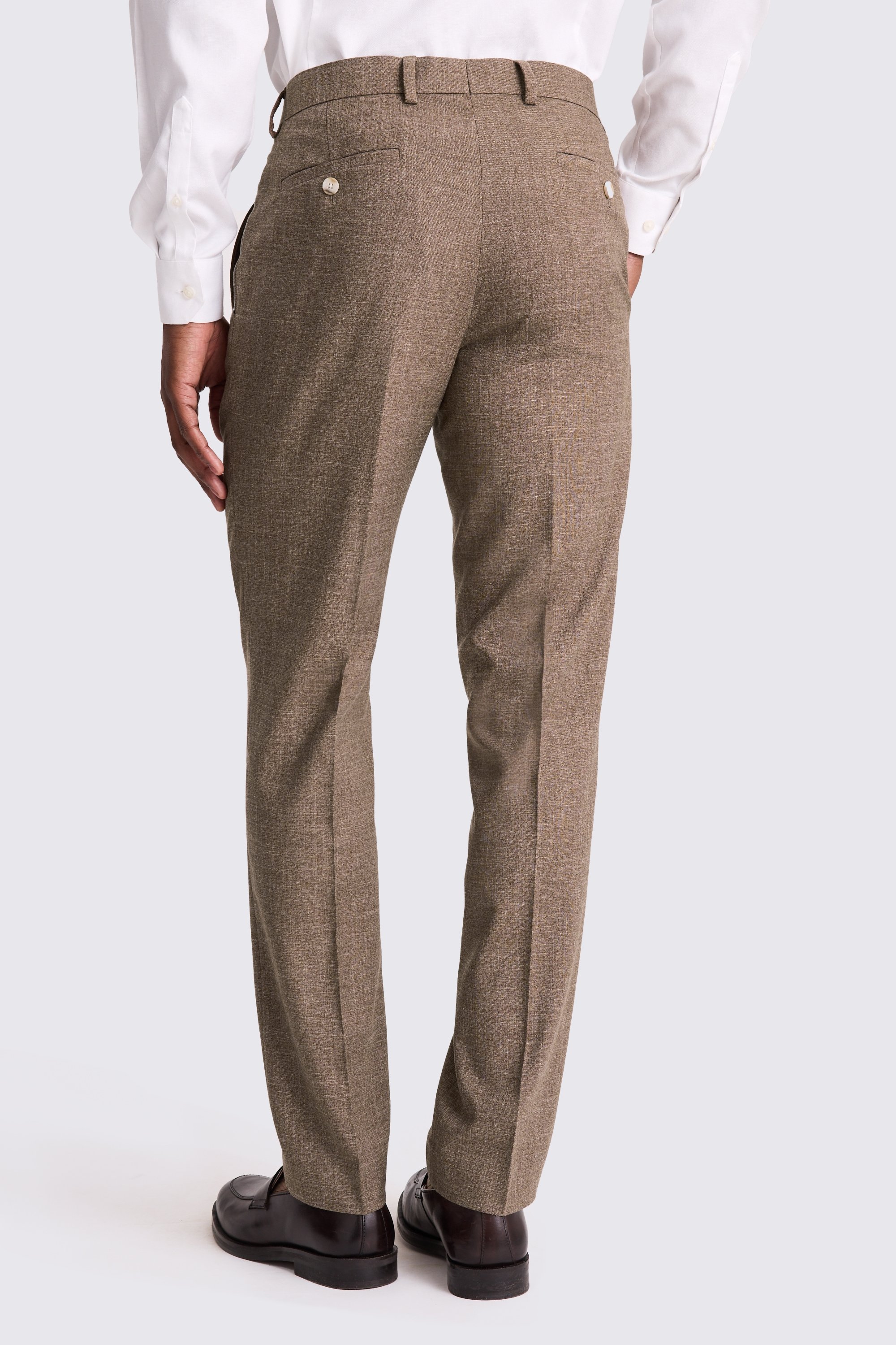 Slim Fit Brown Slub Trousers