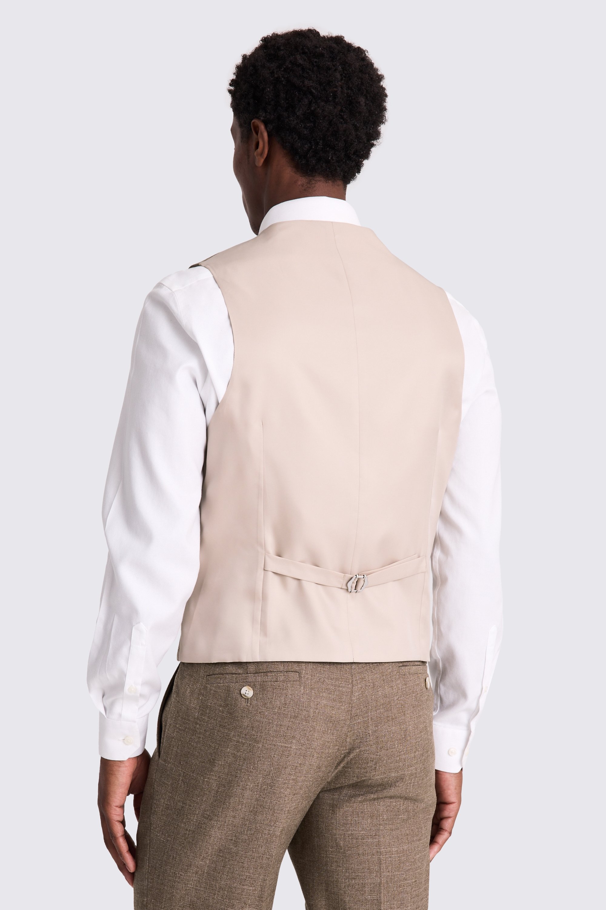 Slim Fit Brown Slub Waistcoat