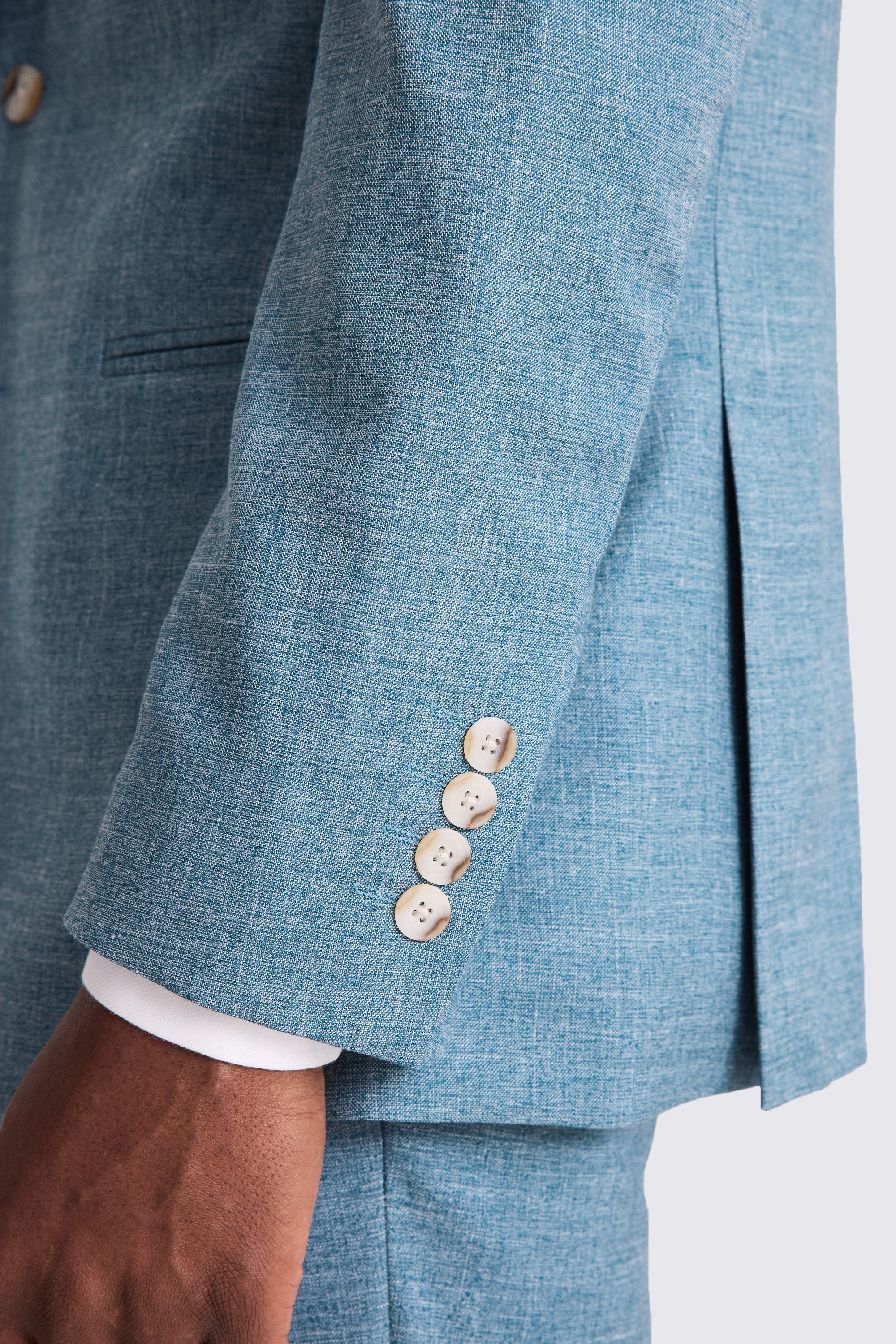 Tailored Fit Teal Slub Suit