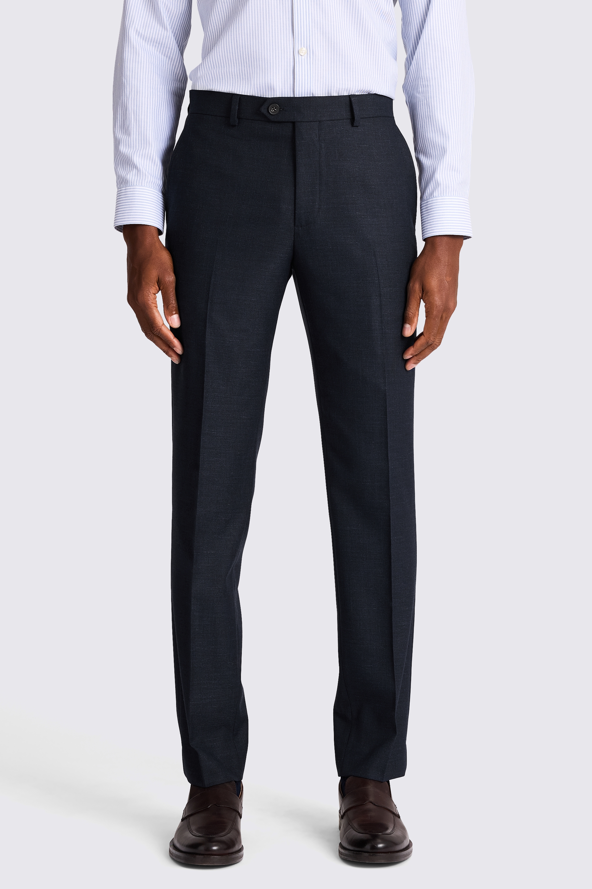 Tailored Fit Navy Slub Pants