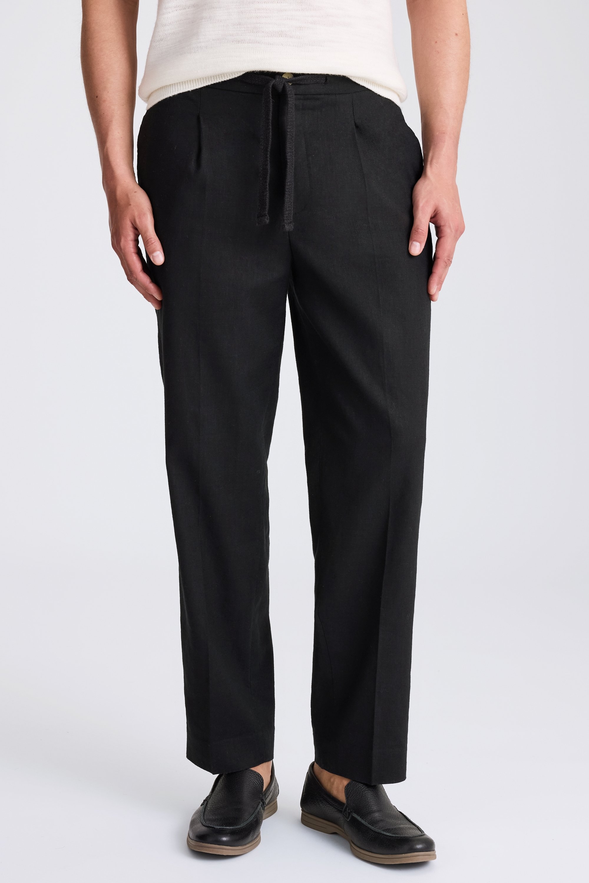 Black Matte Linen Beach Pants