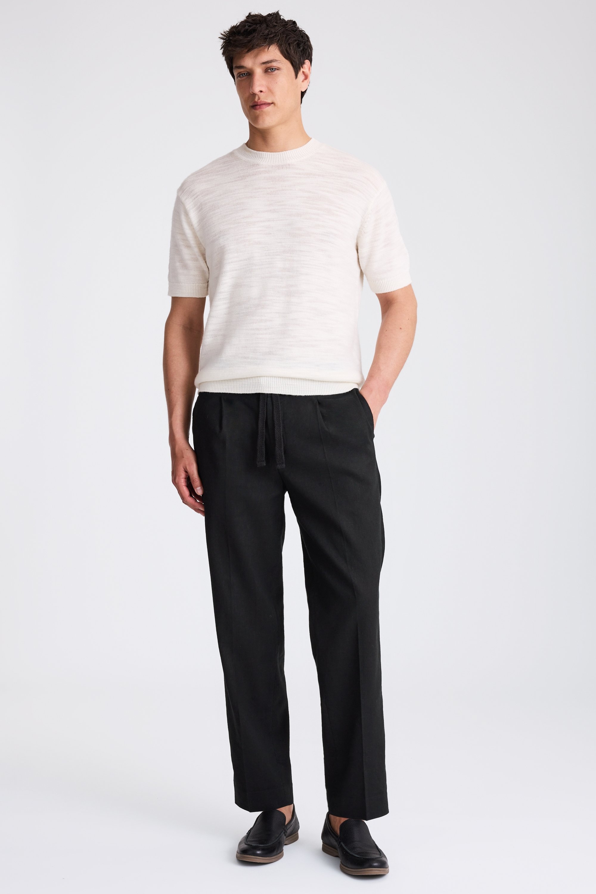 Black Matte Linen Beach Pants