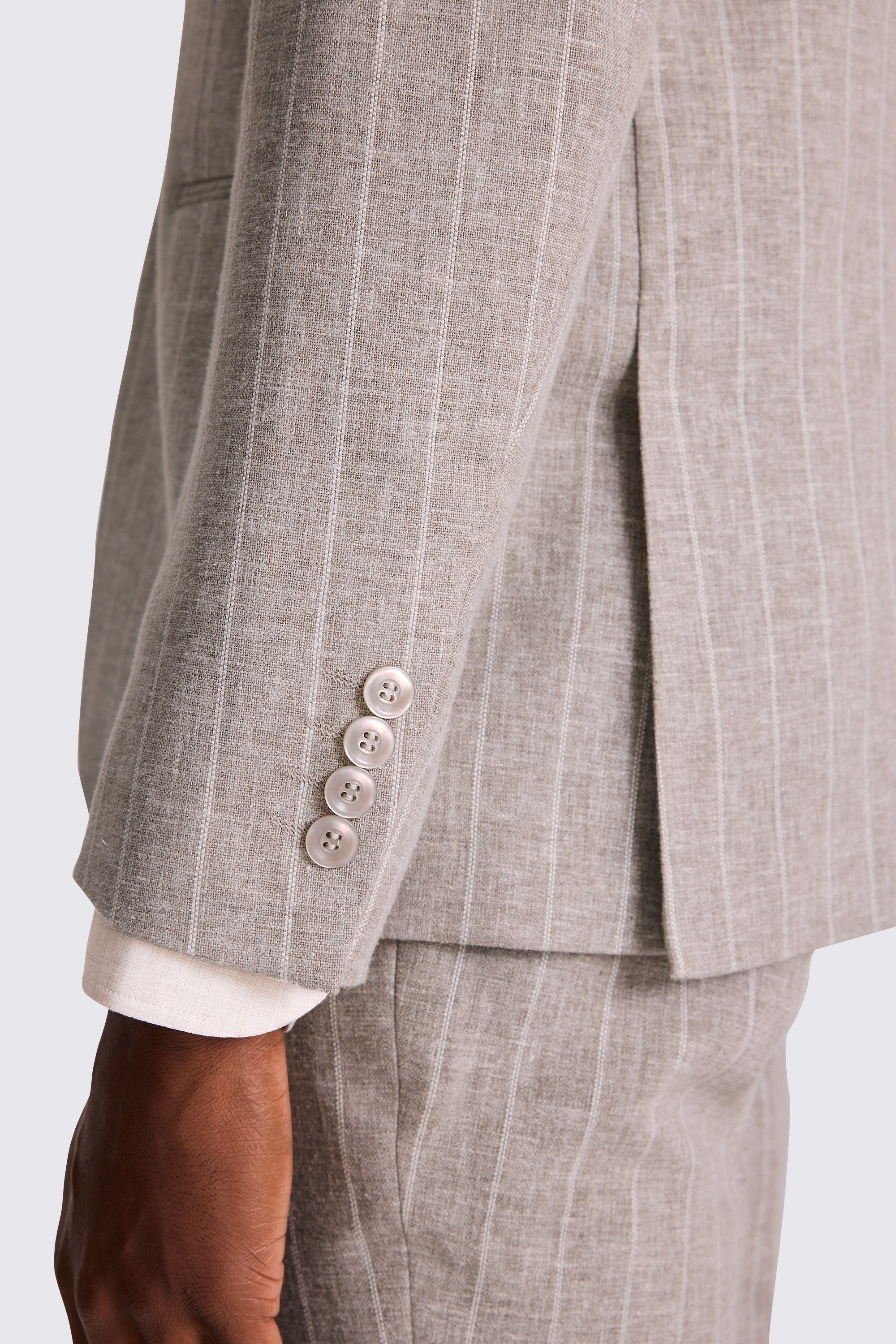Slim Fit Taupe Stripe Suit