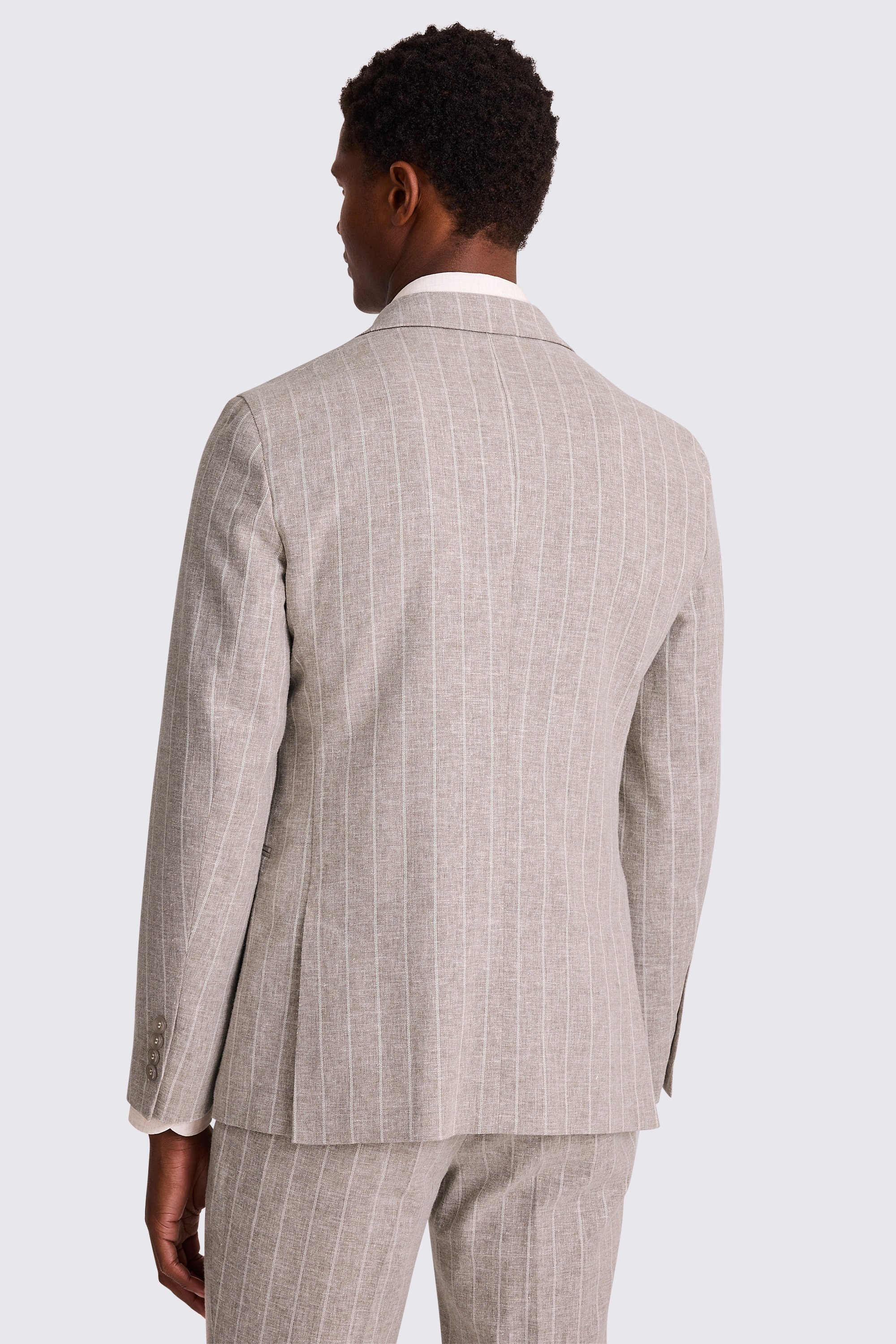 Slim Fit Taupe Stripe Suit