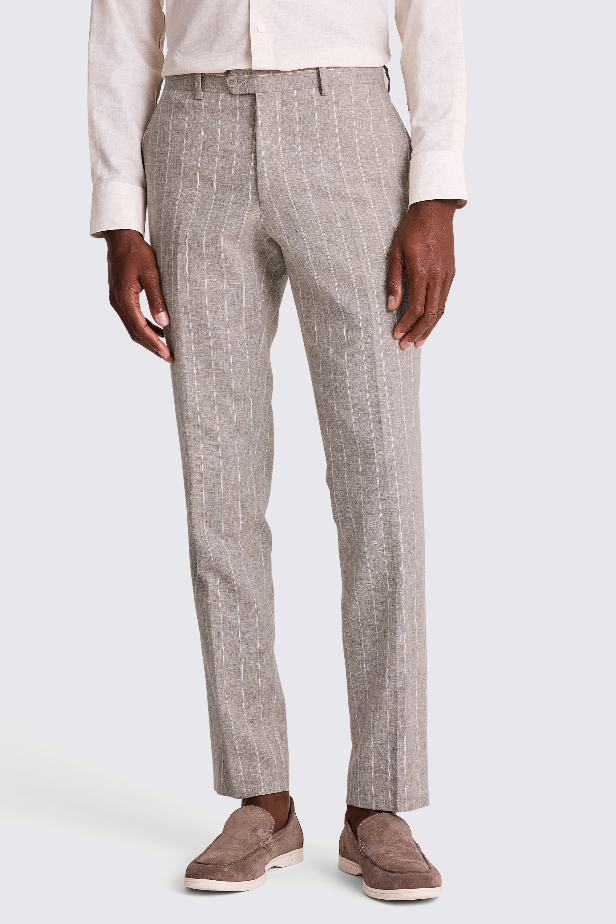 Slim Fit Taupe Stripe Suit