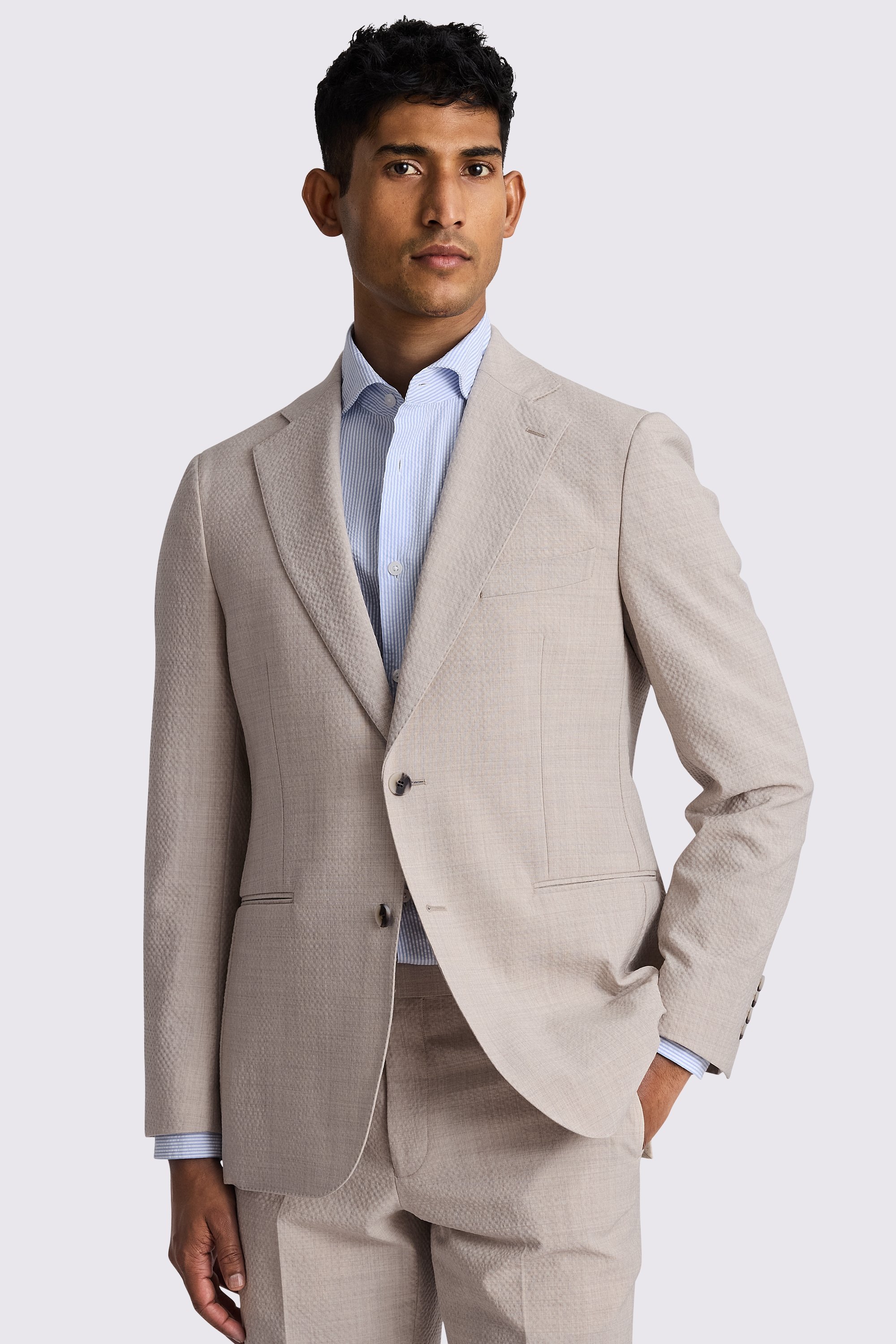 Tailored Fit Oatmeal Seersucker Suit
