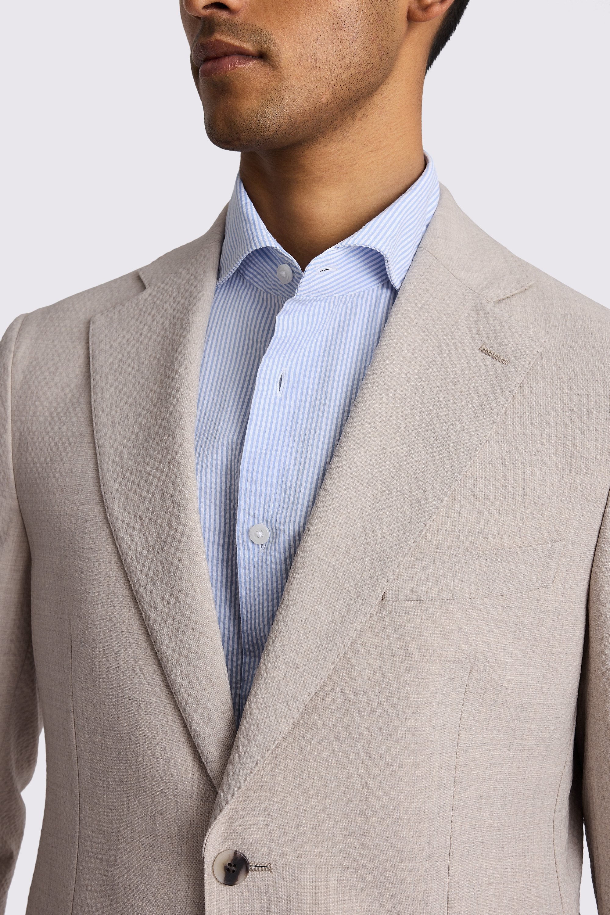 Tailored Fit Oatmeal Seersucker Suit