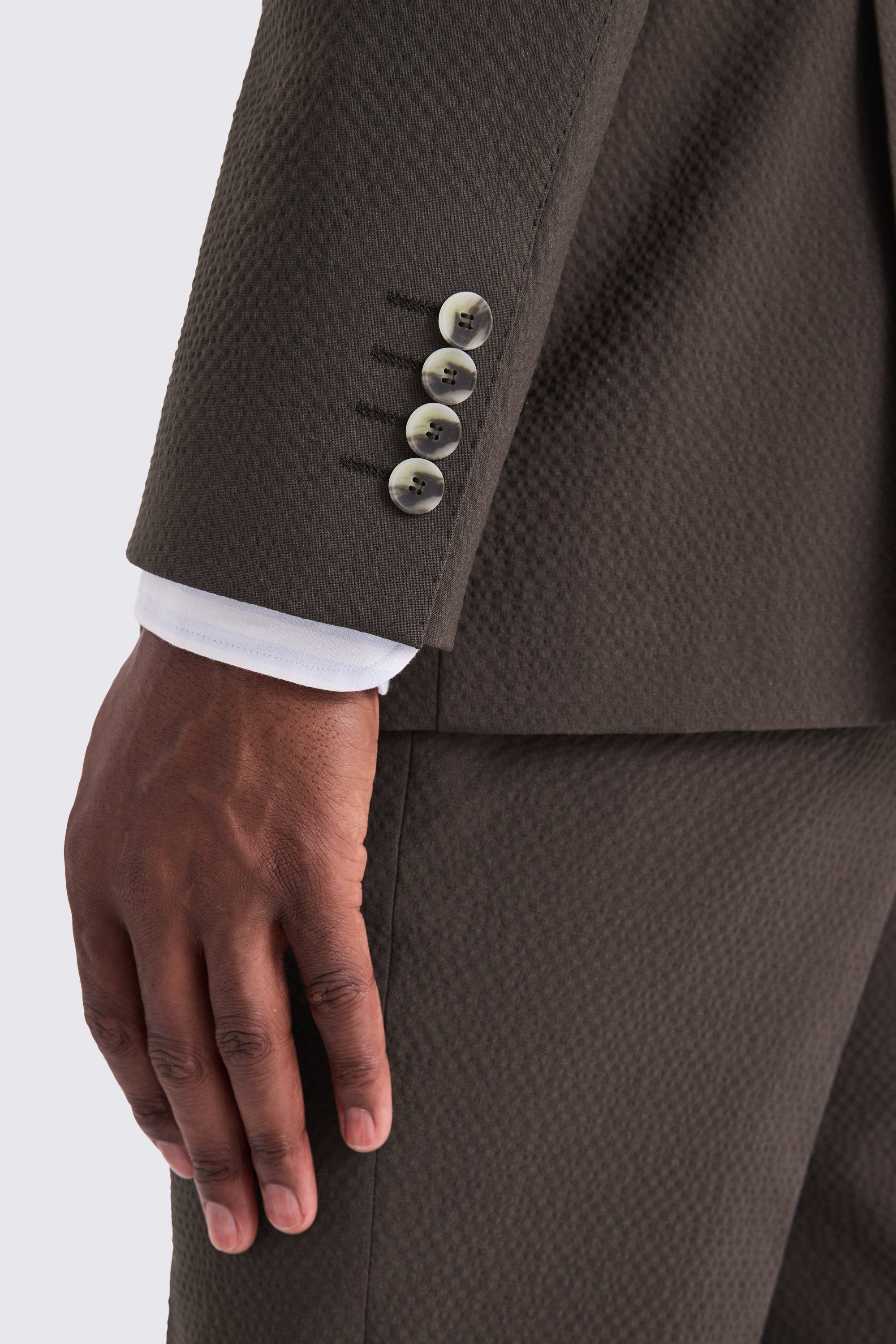 Tailored Fit Brown Seersucker Suit