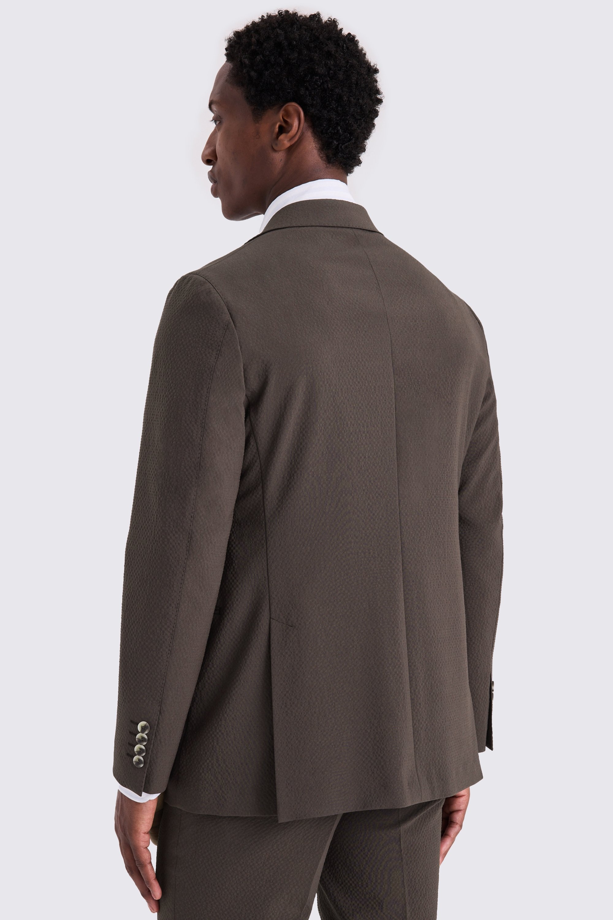 Tailored Fit Brown Seersucker Suit