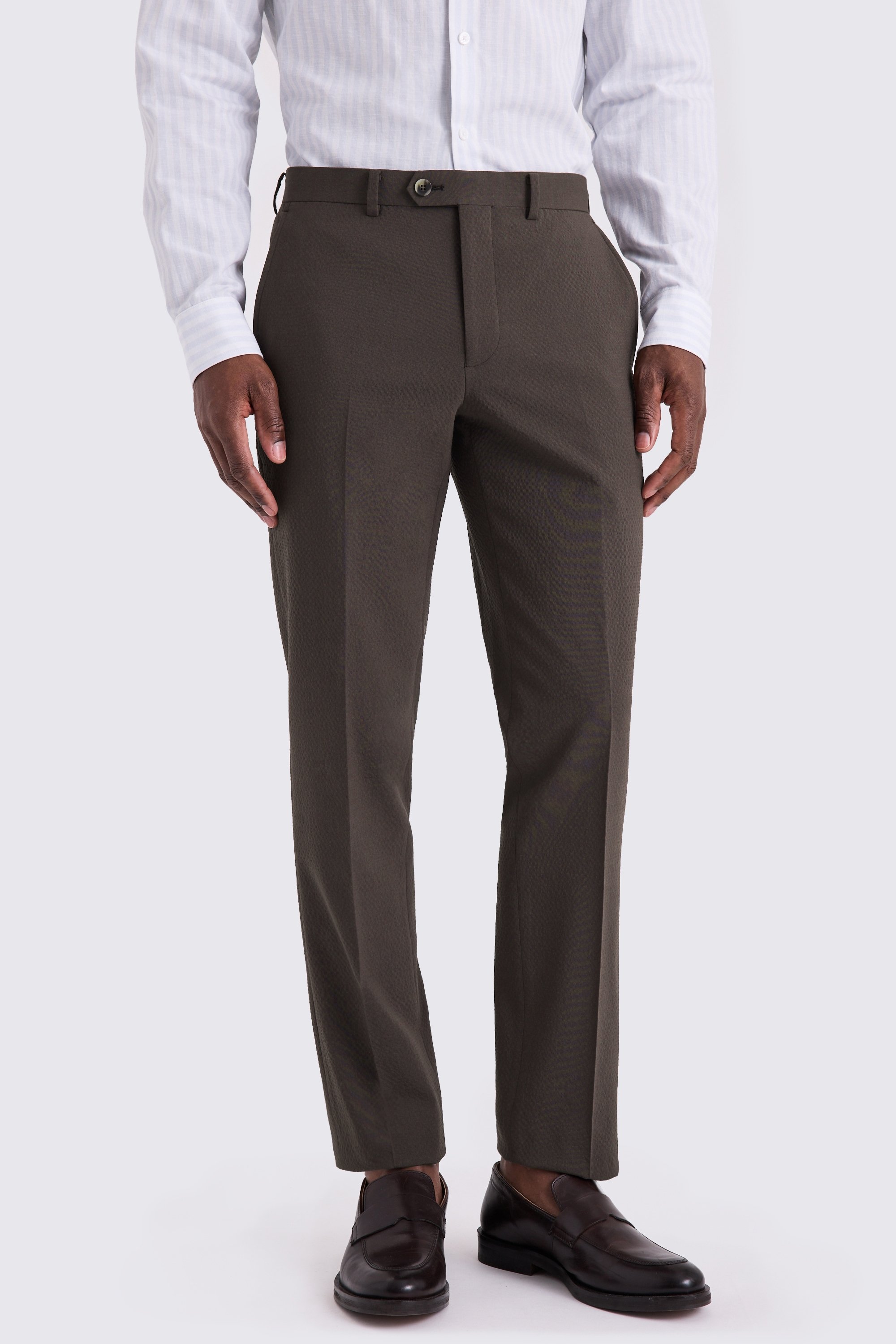 Tailored Fit Brown Seersucker Suit