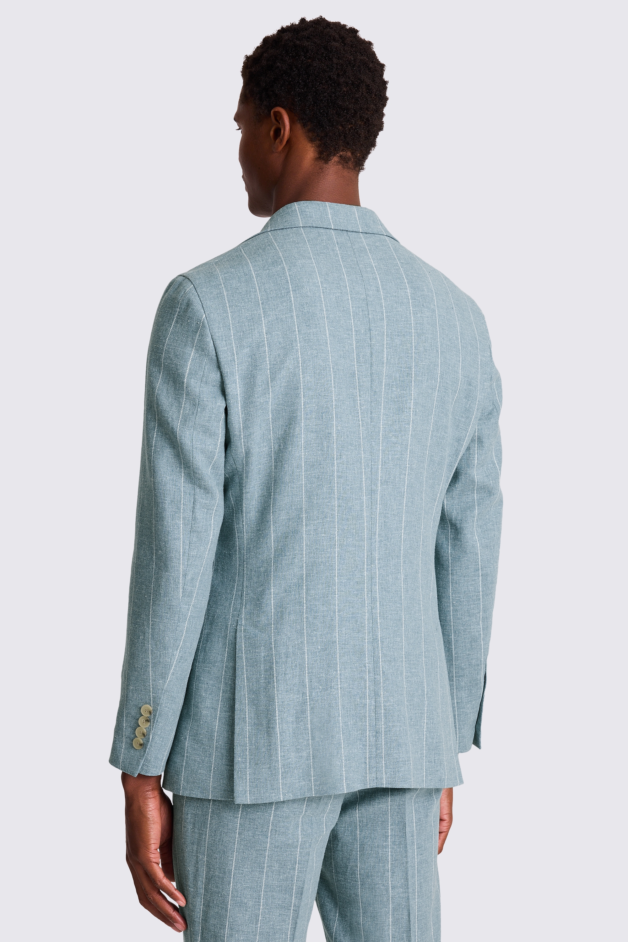 Tailored Fit Teal Stripe Linen Suit