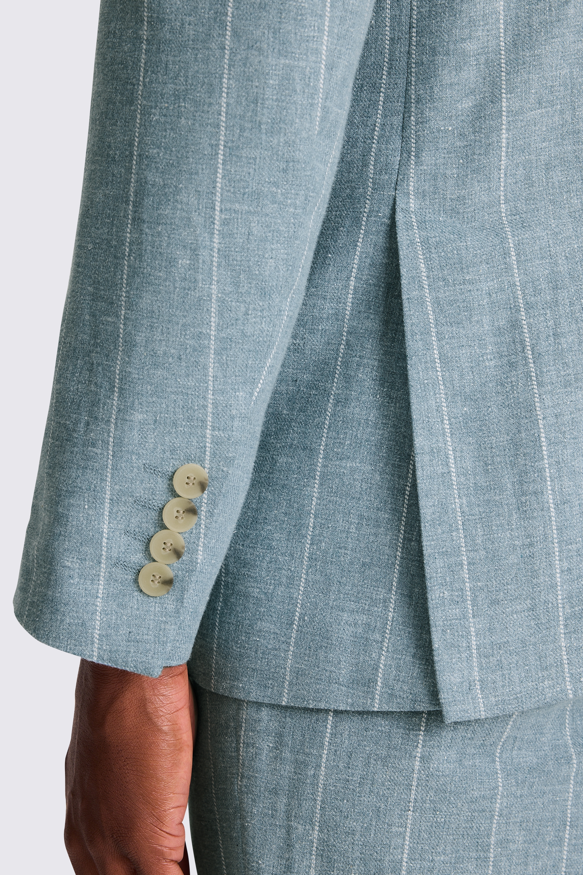 Tailored Fit Teal Stripe Linen Suit