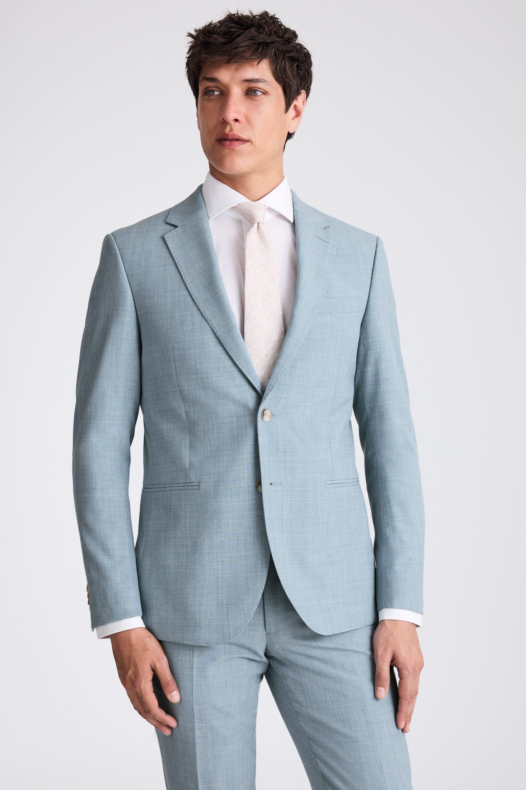 Slim Fit Teal Marl Suit