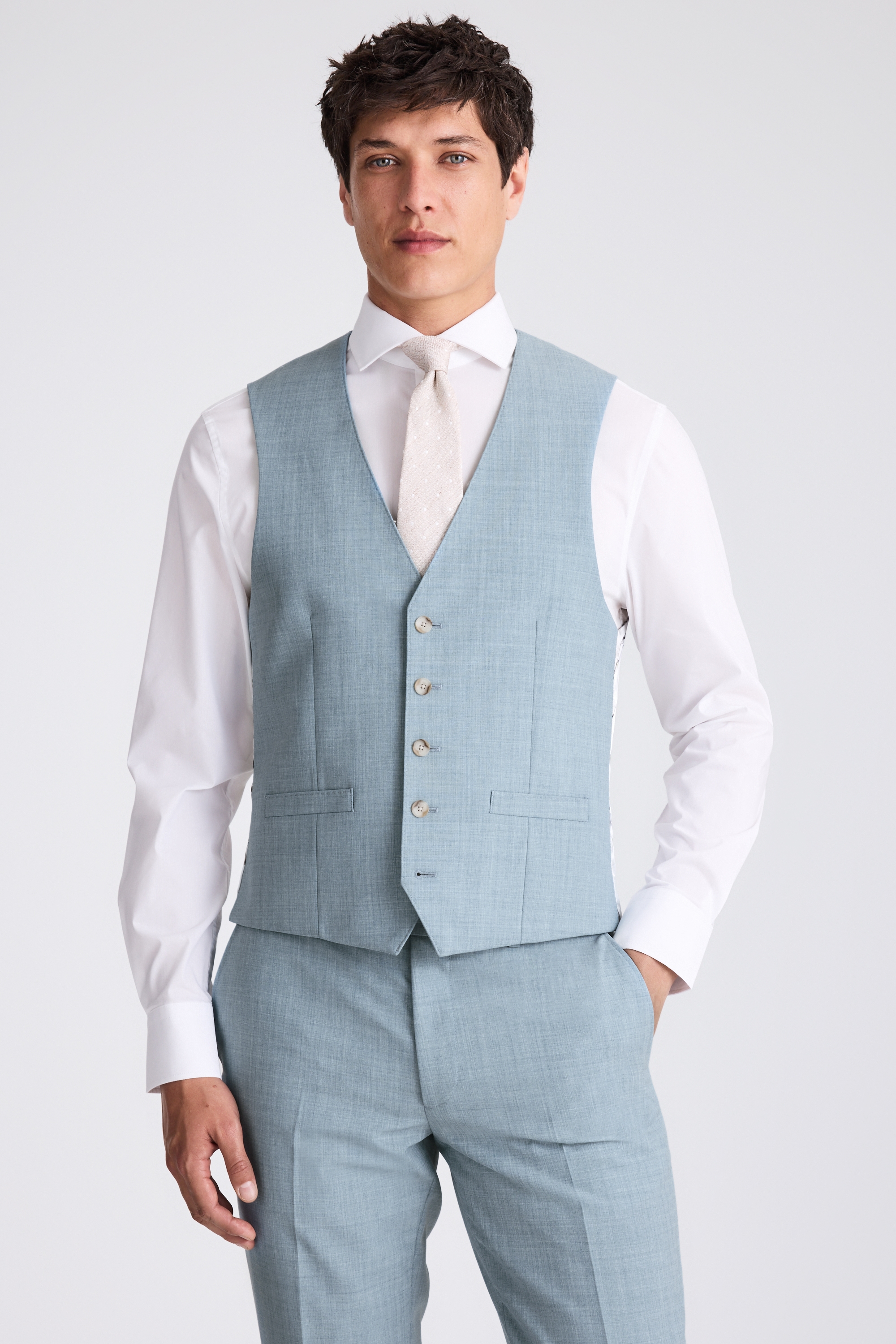 Slim Fit Teal Marl Waistcoat