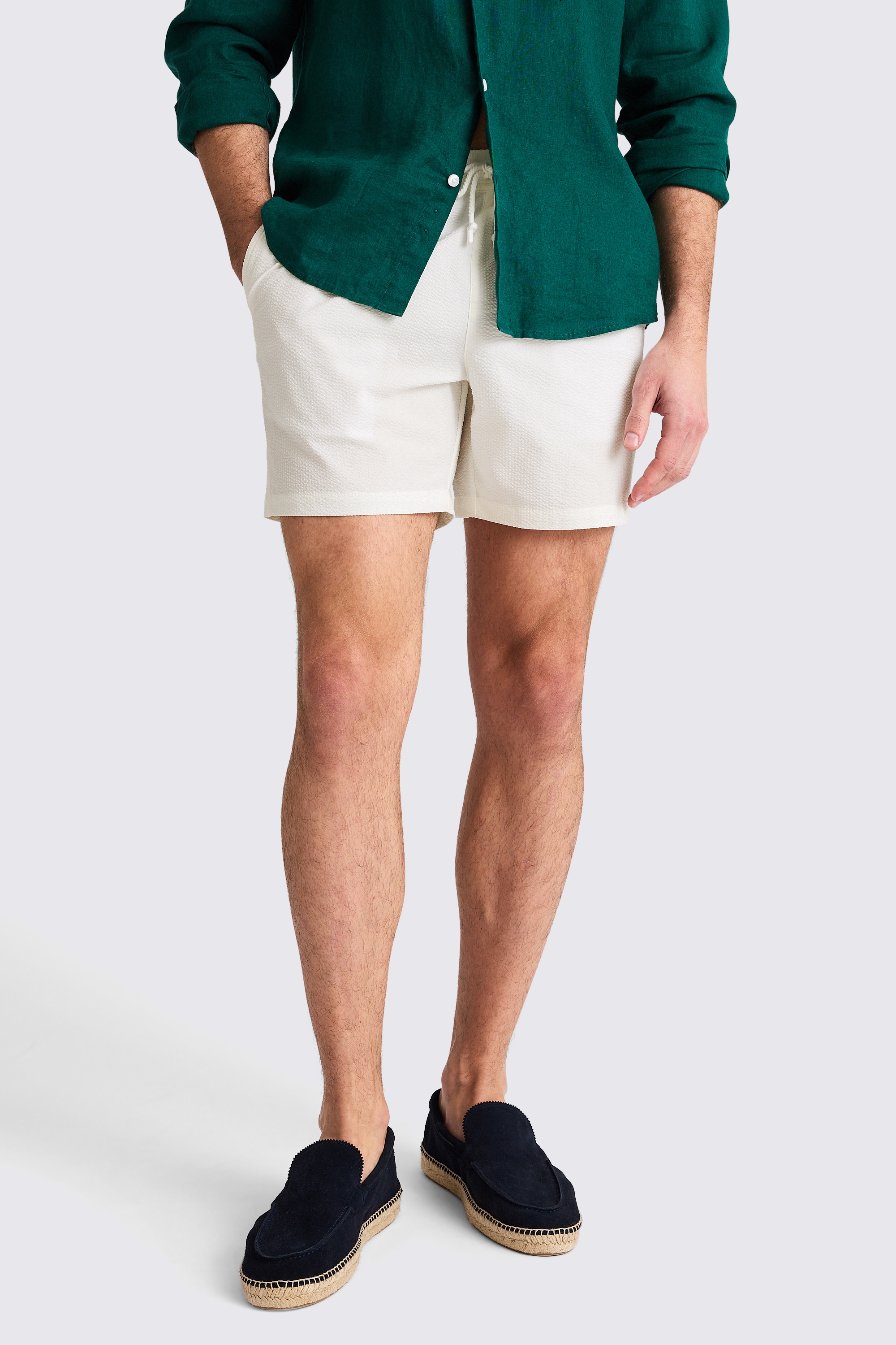 White Seersucker Swim Shorts