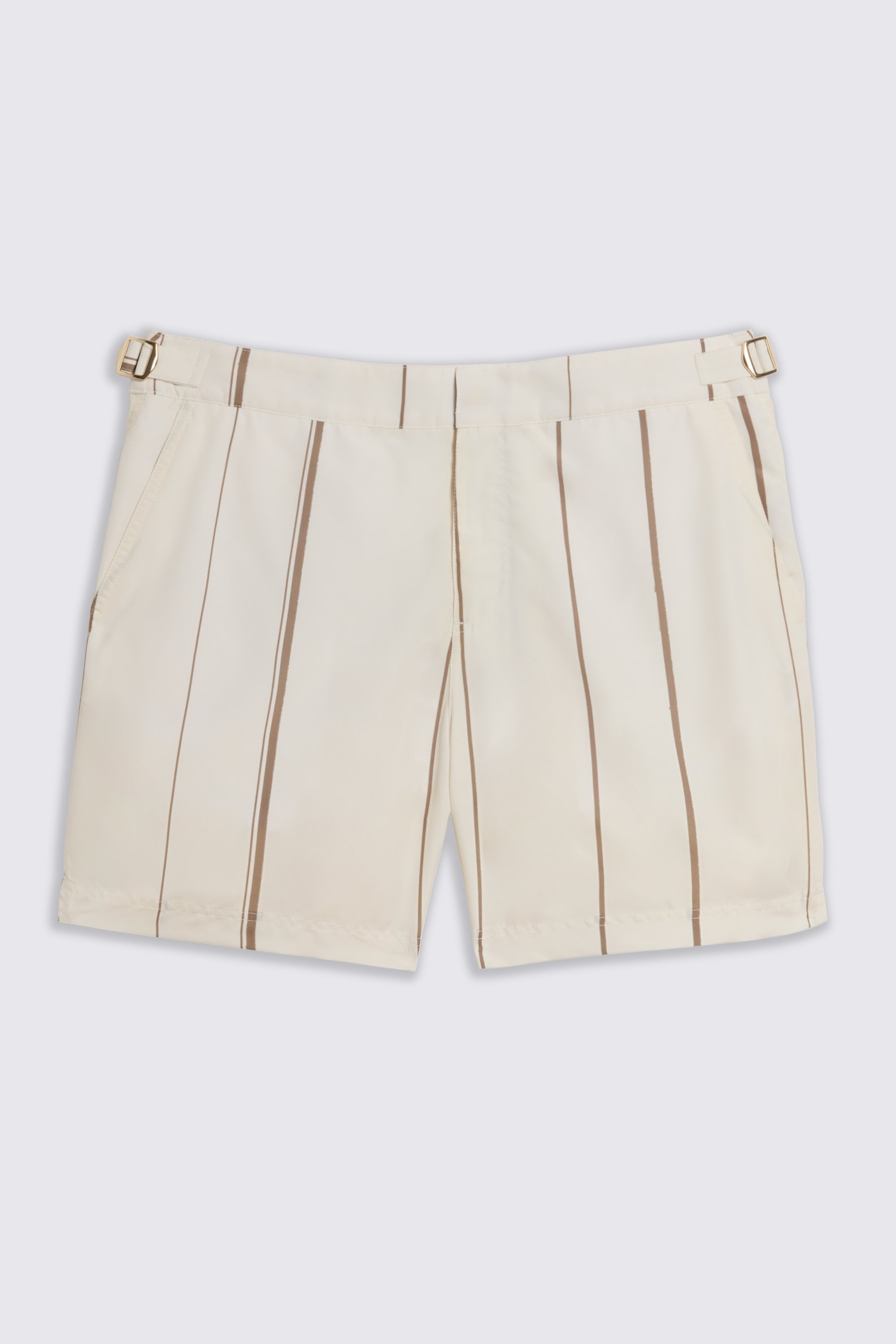 Taupe Wide Stripe Smart Swim Shorts