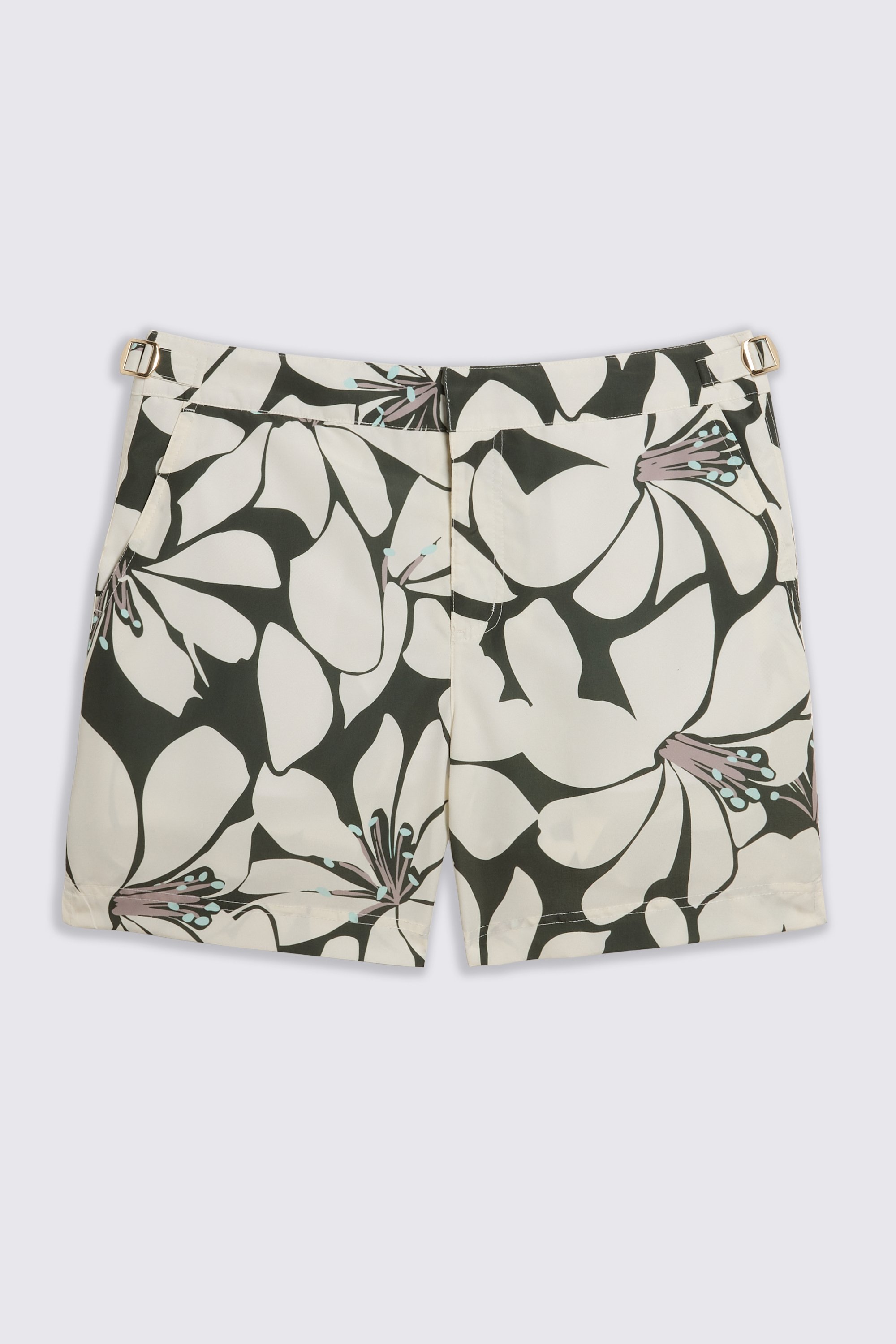 Khaki Floral Smart Swim Shorts
