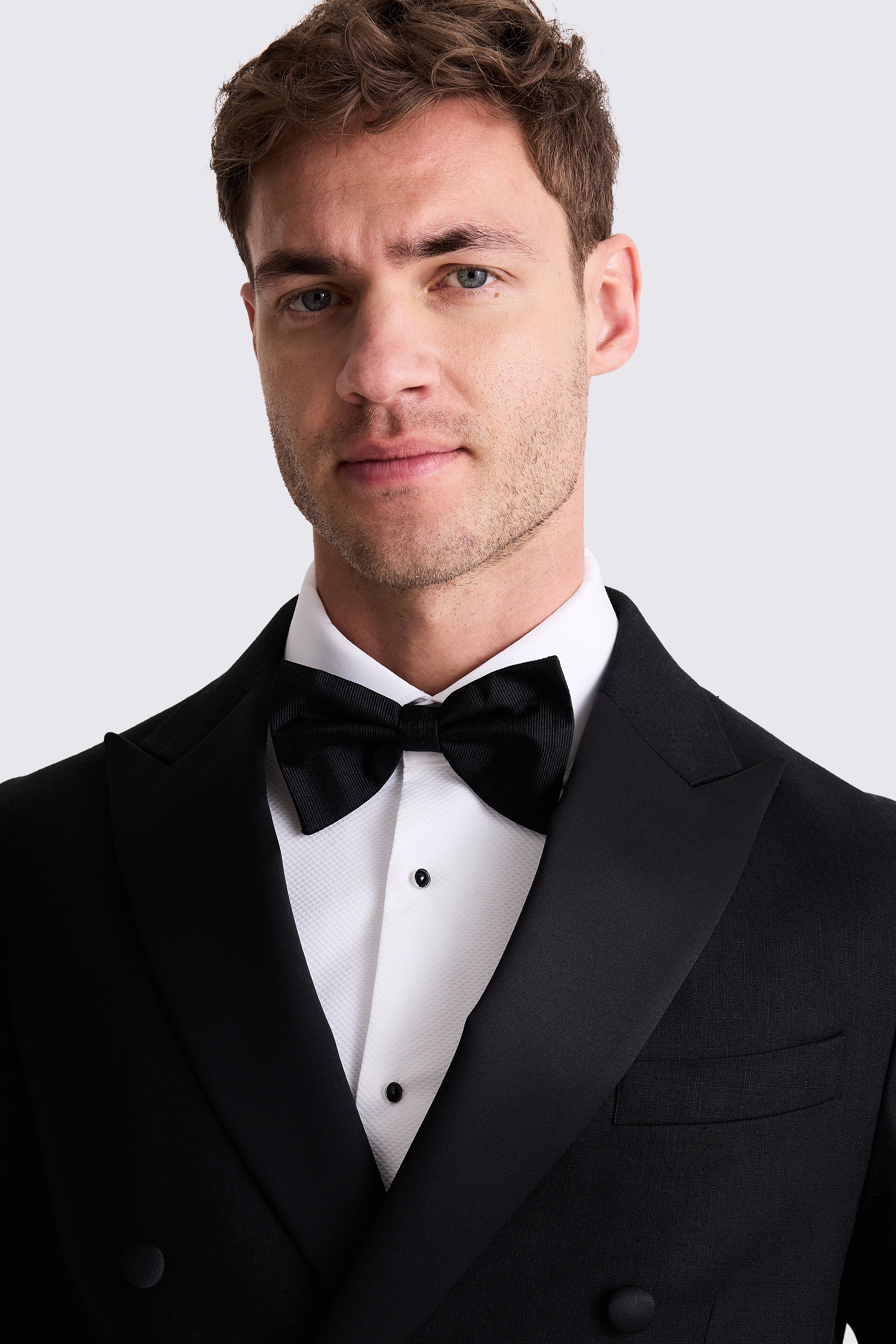 Tailored Fit Black Linen Tuxedo Jacket