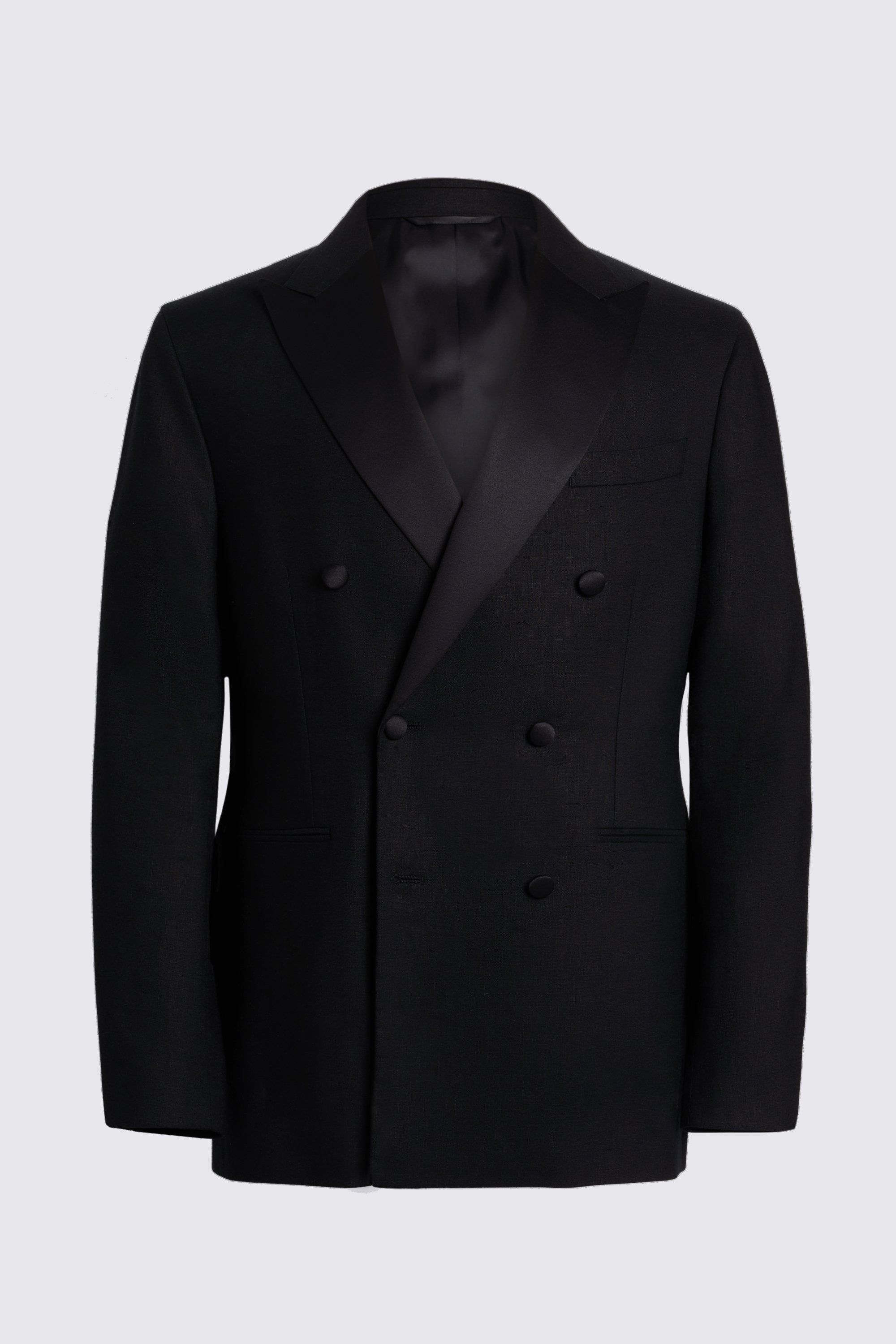 Tailored Fit Black Linen Tuxedo Jacket