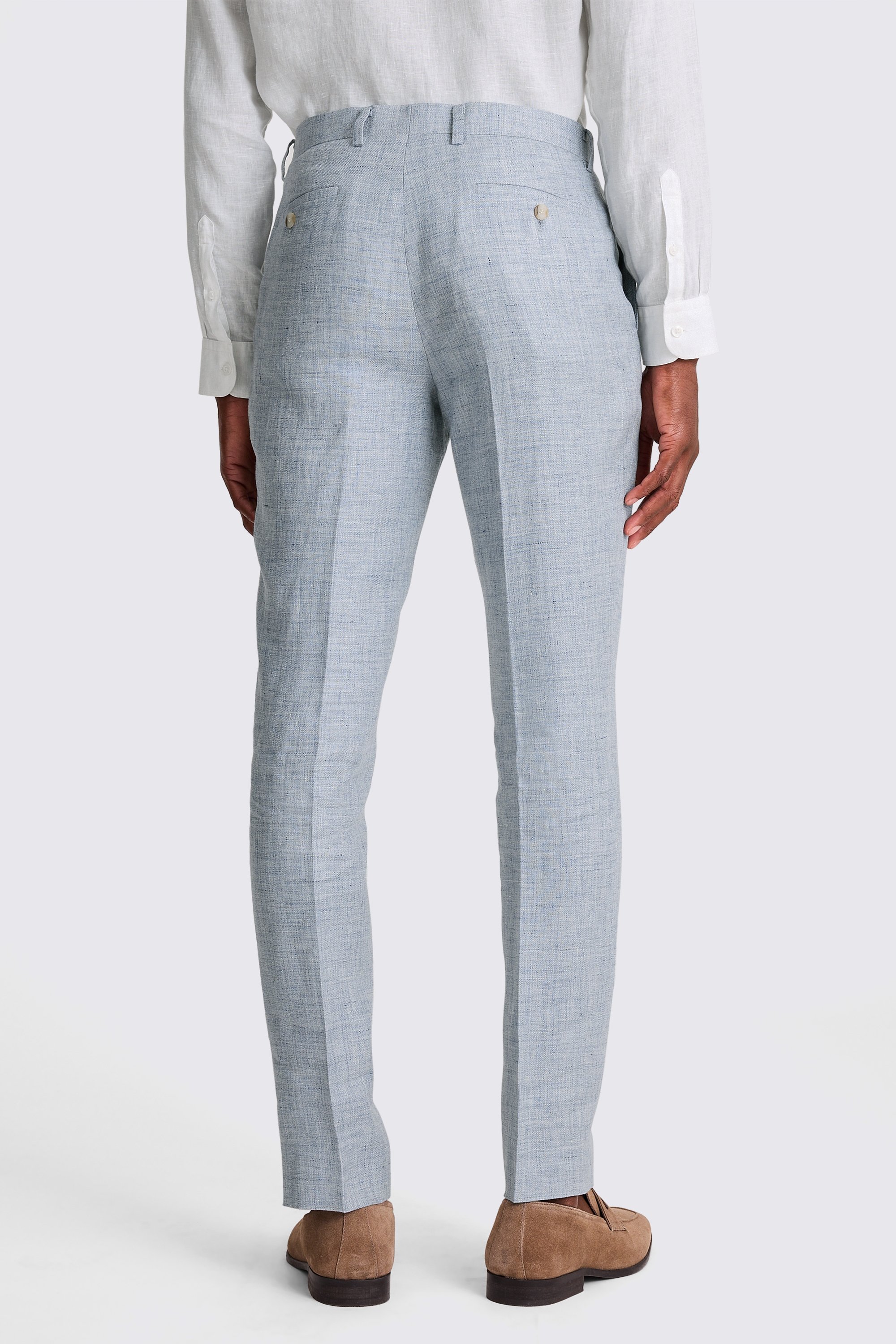 Tailored Fit Light Blue Linen Trousers
