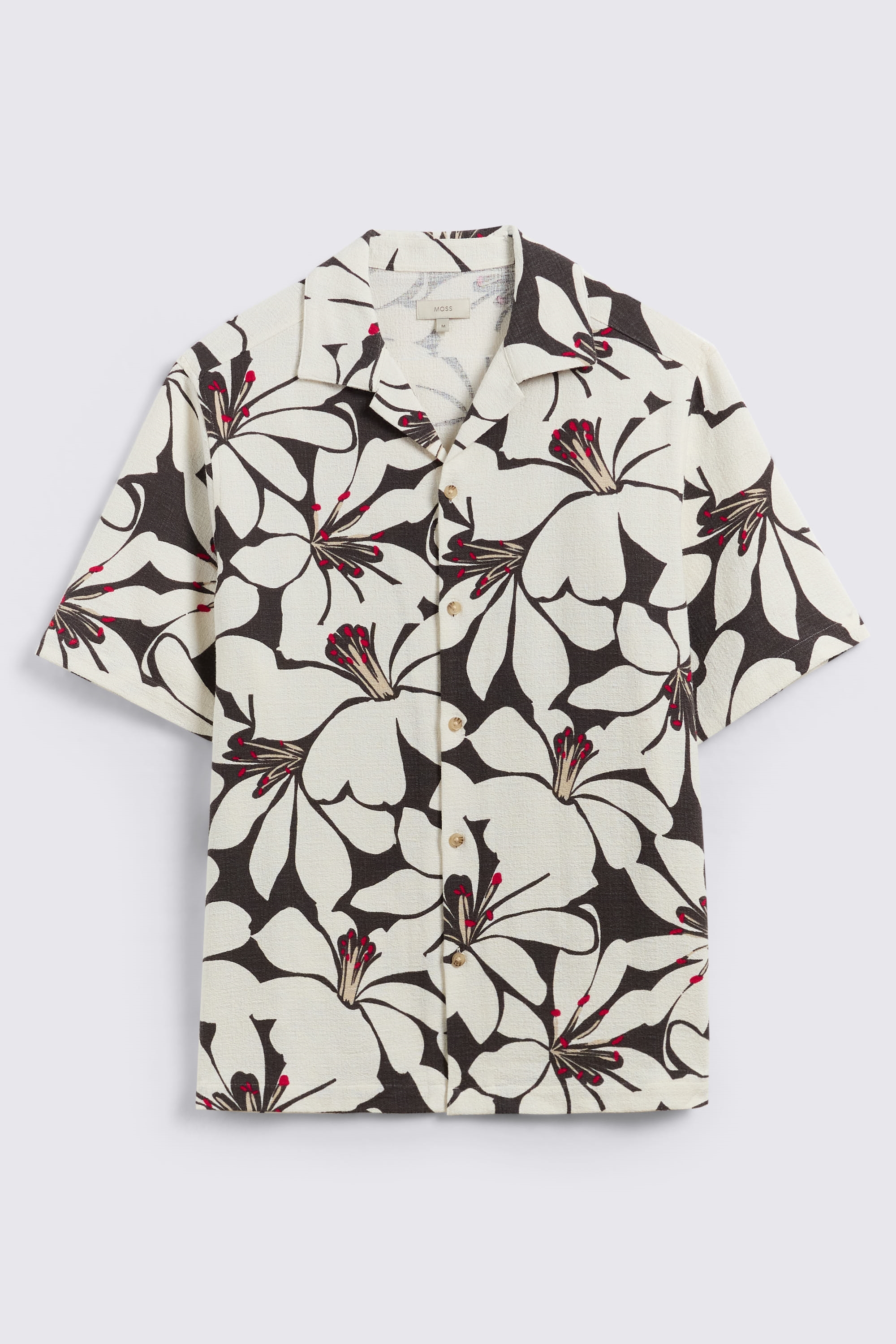 Brown Cuban Floral Print Shirt