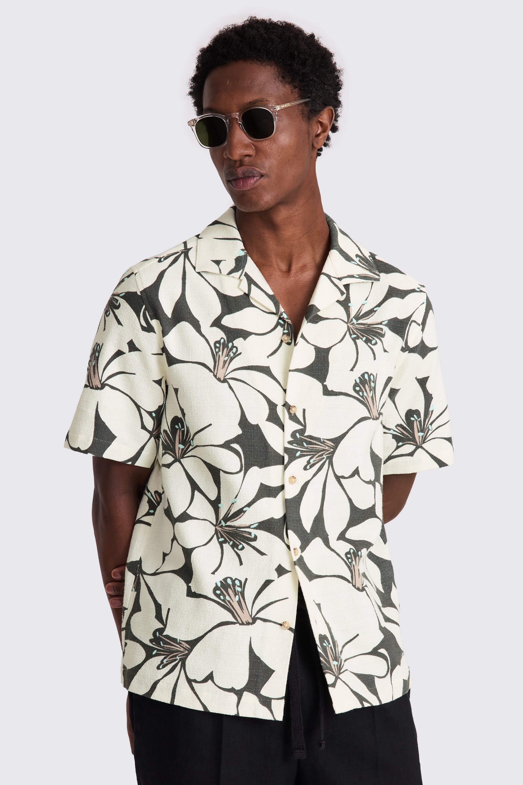 Green Cuban Floral Print Shirt