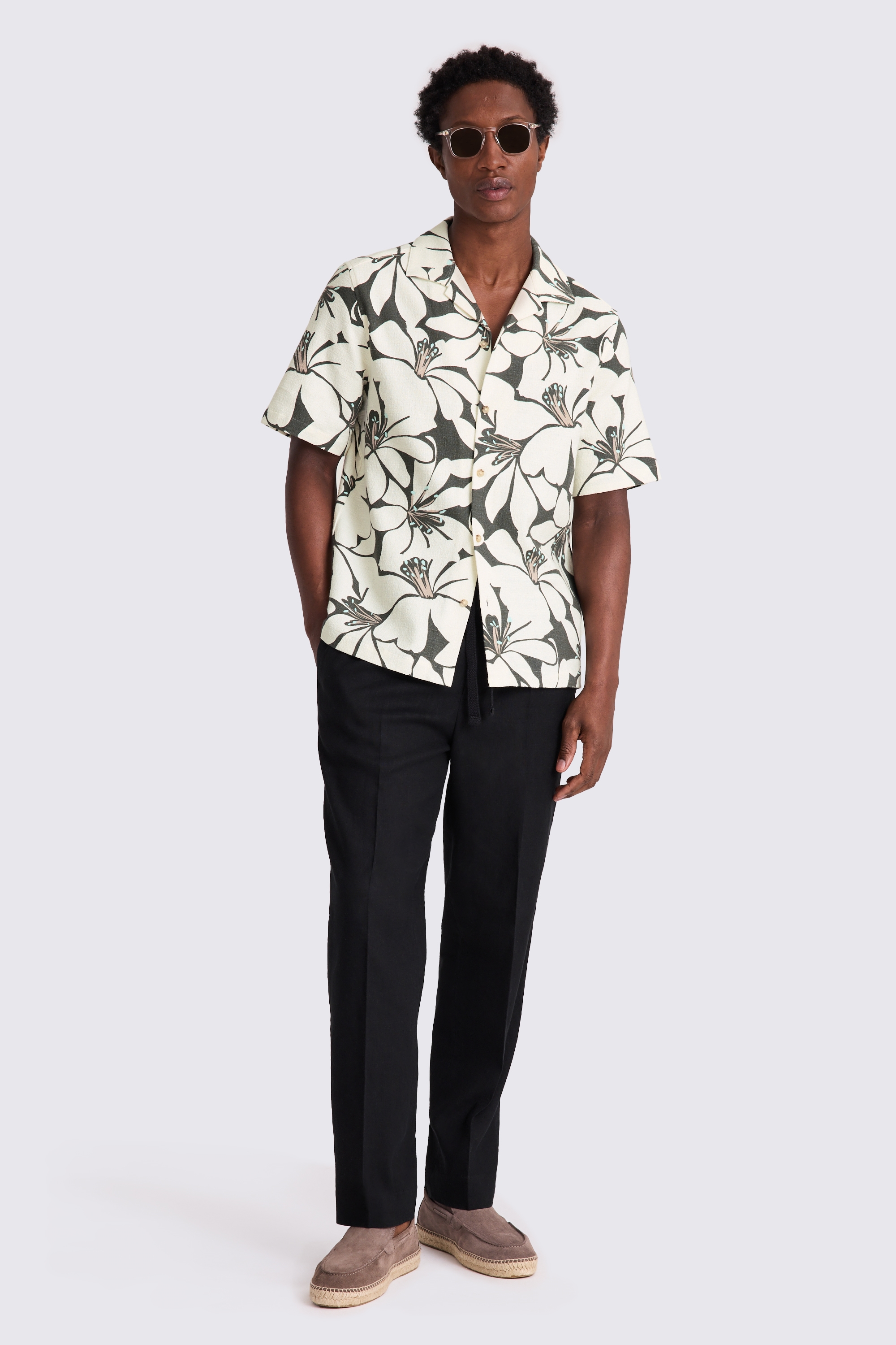 Green Cuban Floral Print Shirt