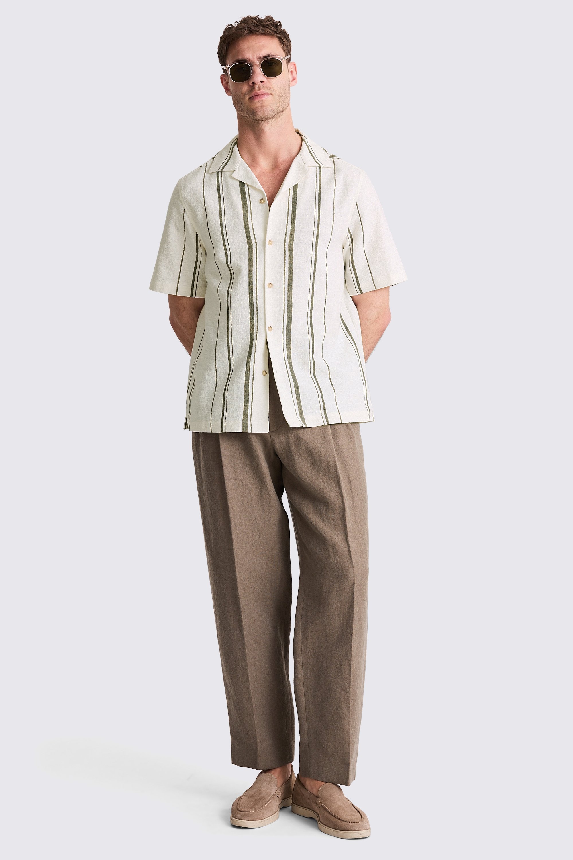 Khaki Cuban Stripe Shirt