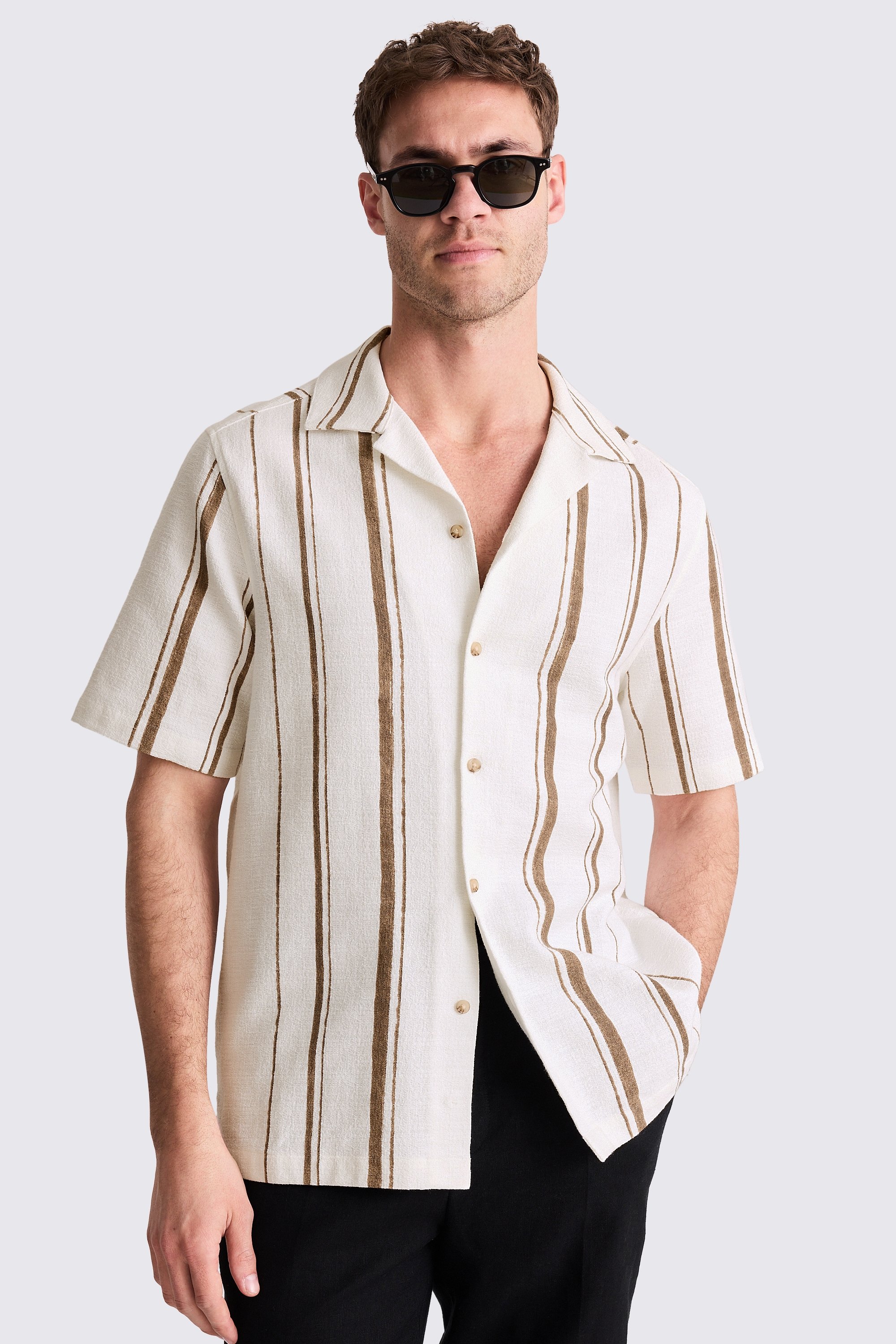 Taupe Cuban Stripe Shirt