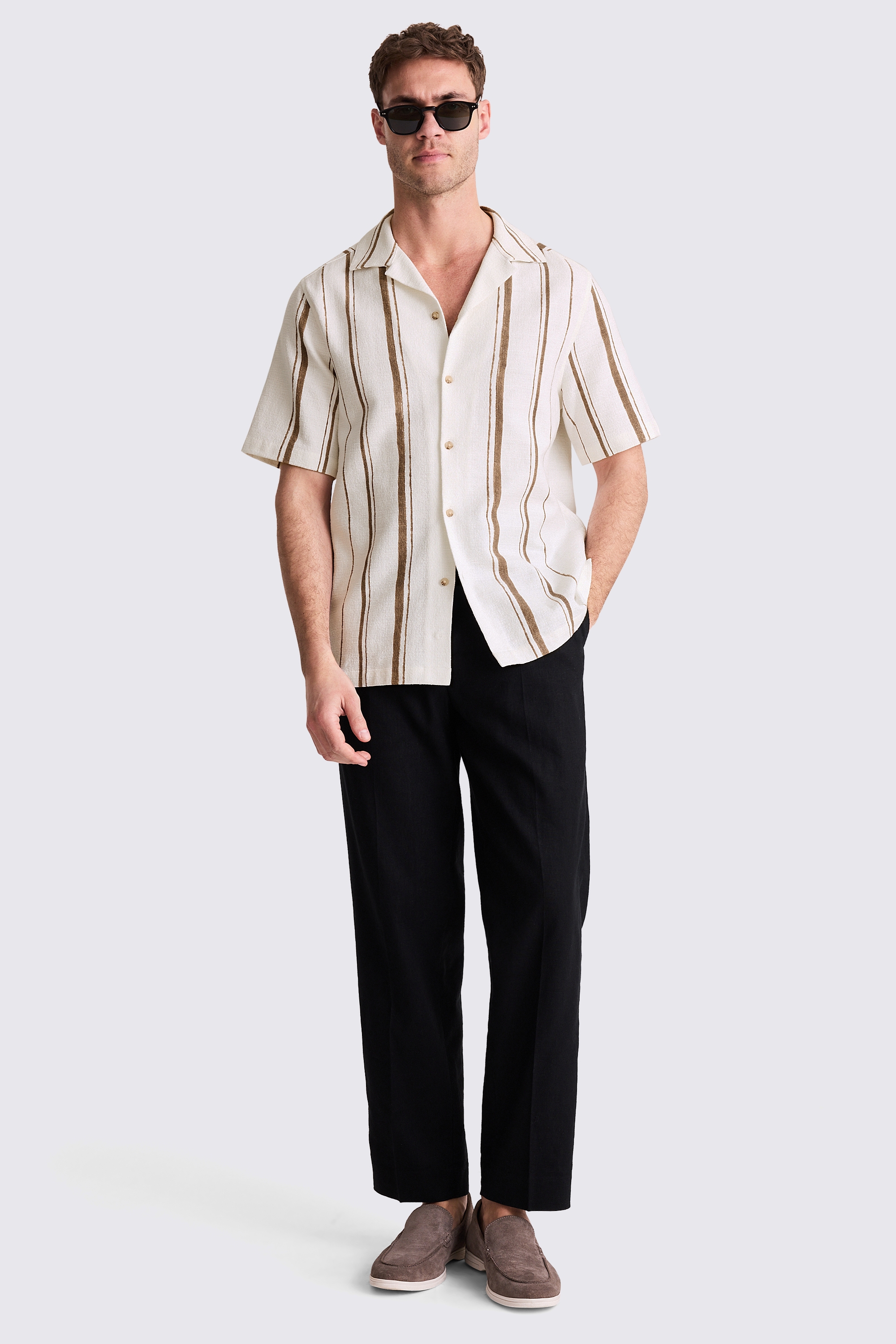 Taupe Cuban Stripe Shirt
