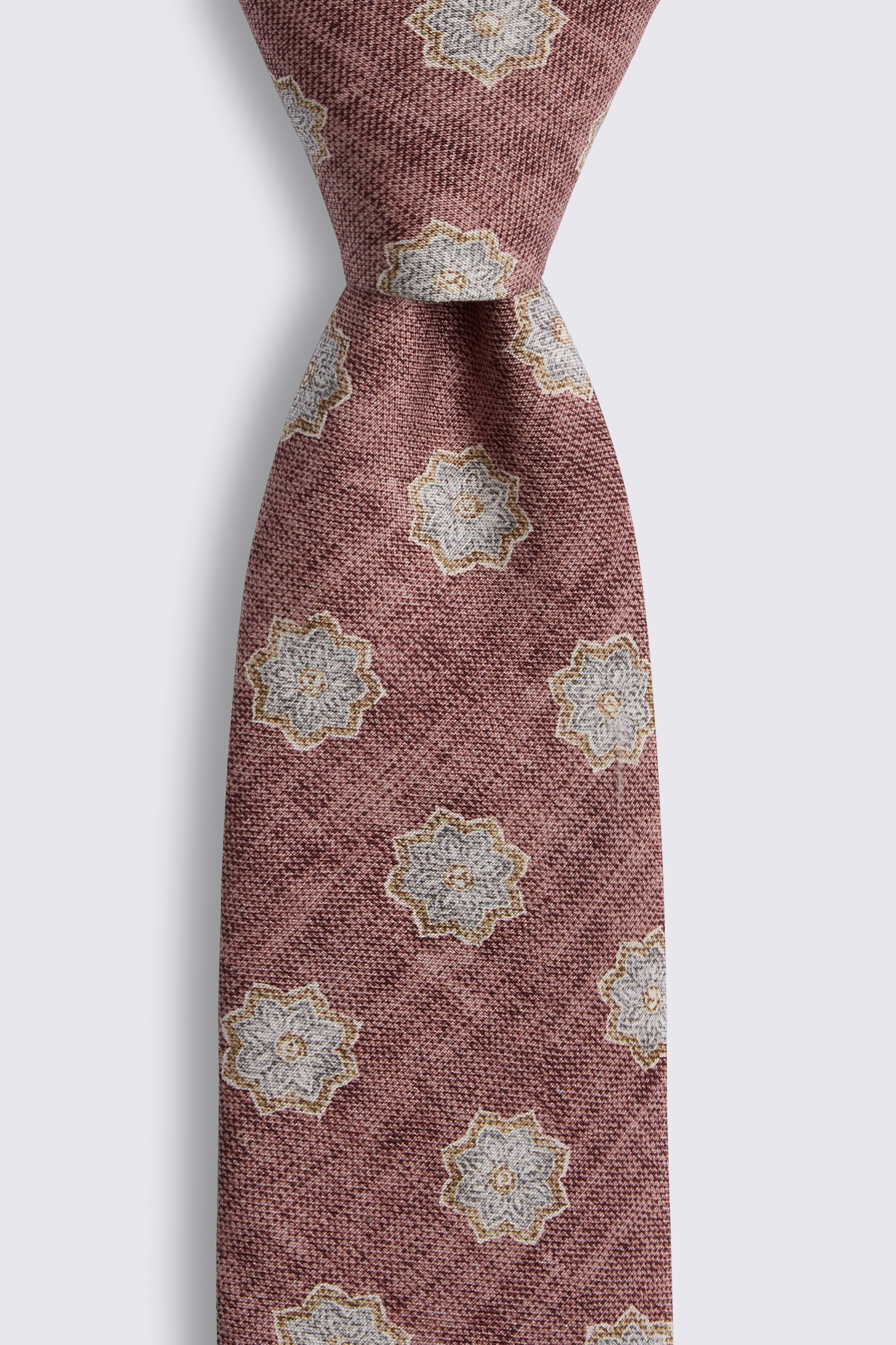 Bottinelli Dusty Pink Silk Geometric Tie