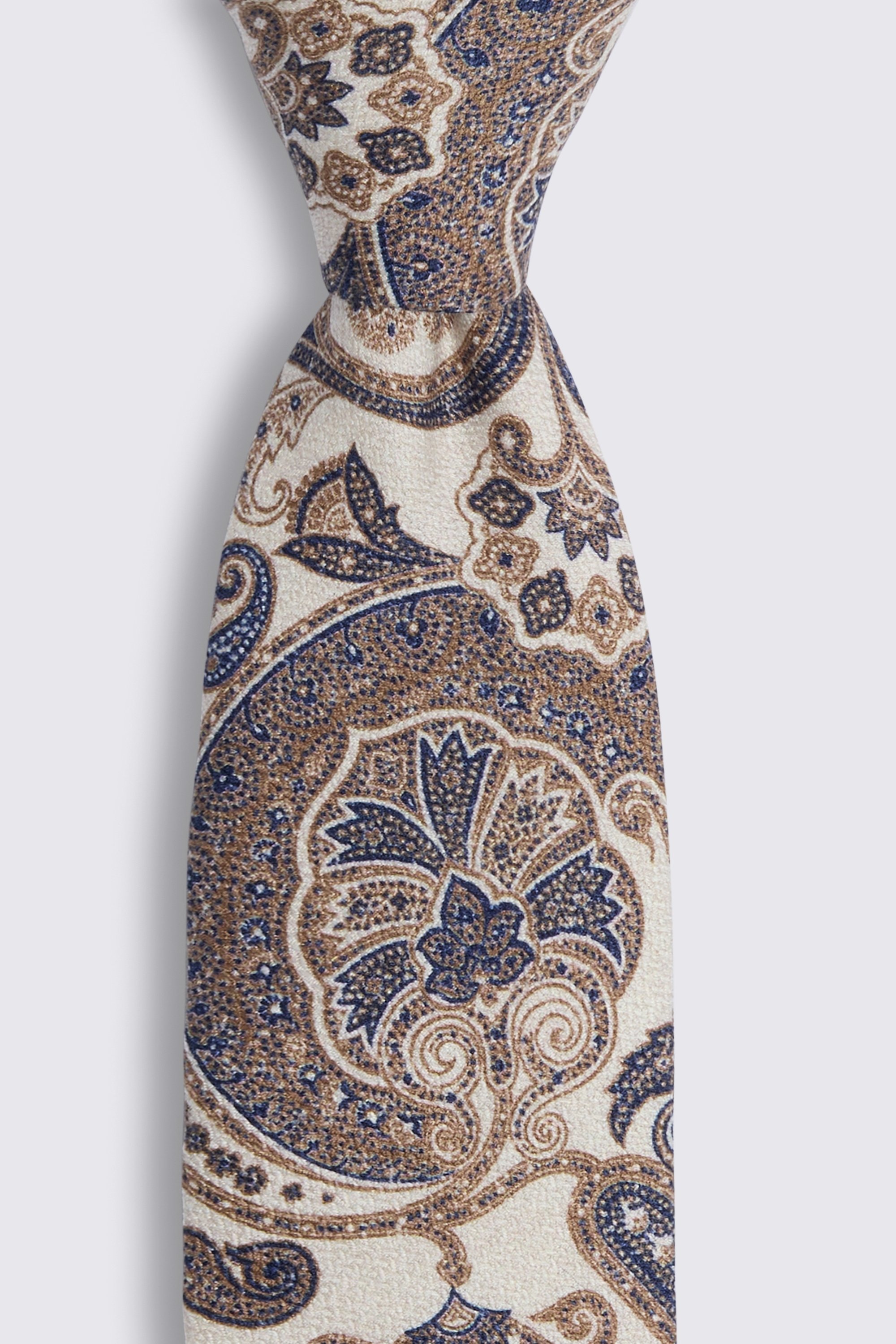 Bottinelli Neutral Silk Paisley Tie