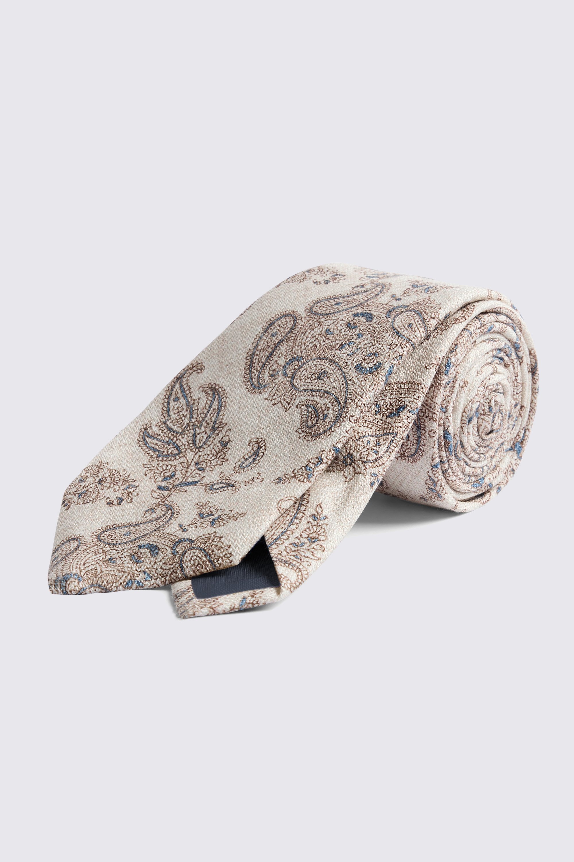 Bottinelli White & Blue Silk Paisley Tie