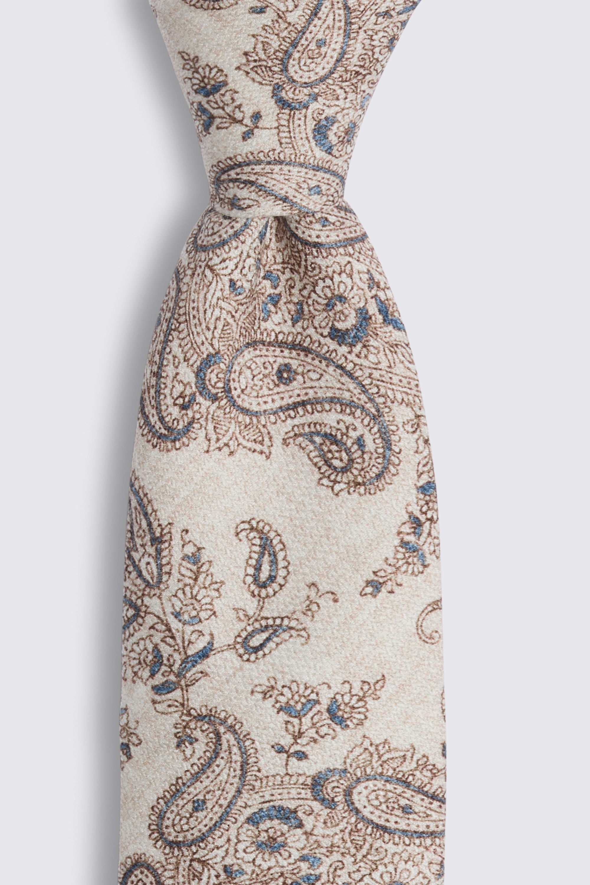 Bottinelli White & Blue Silk Paisley Tie