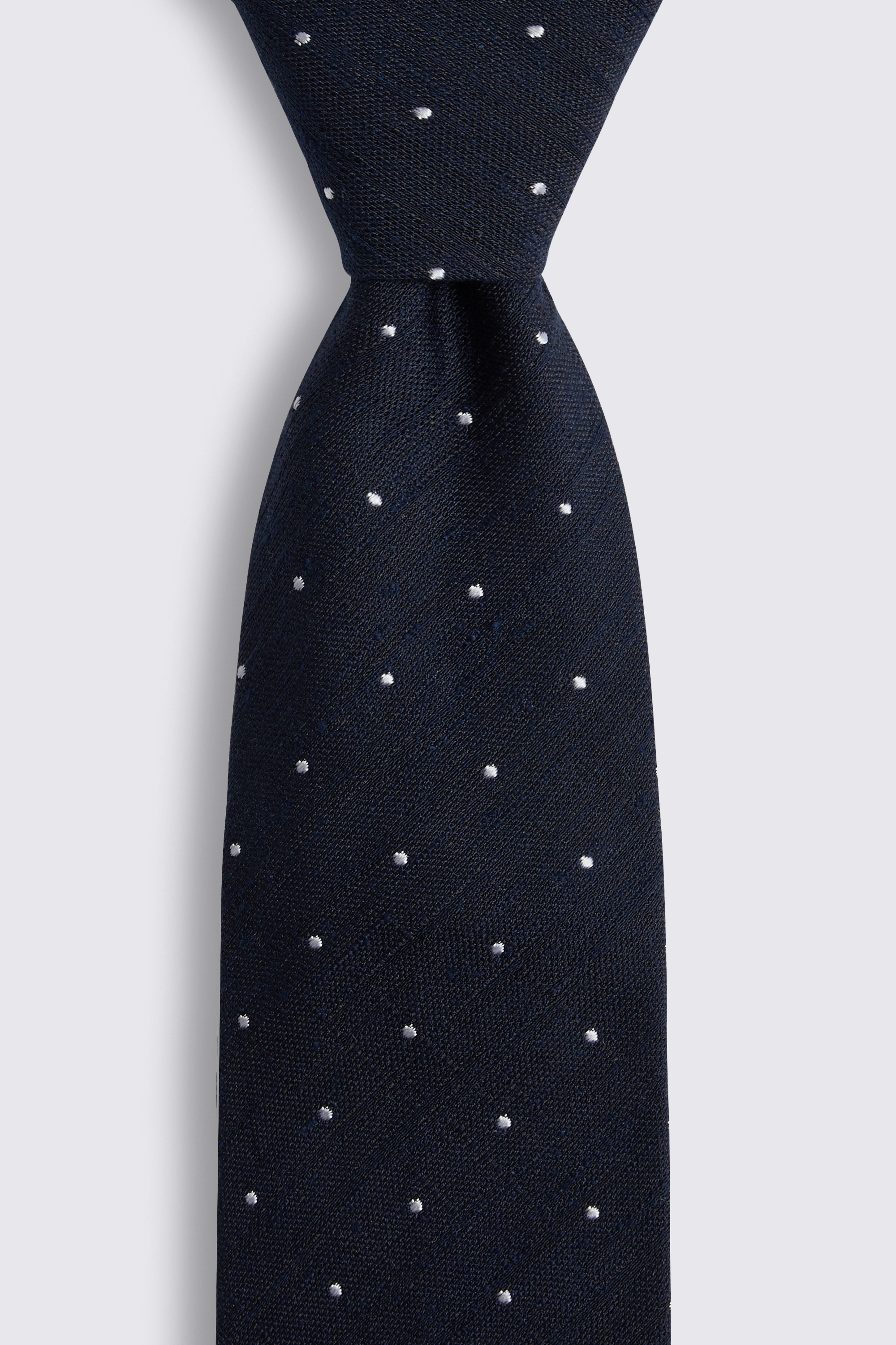 Bottinelli Navy Slub Polka Dot Tie