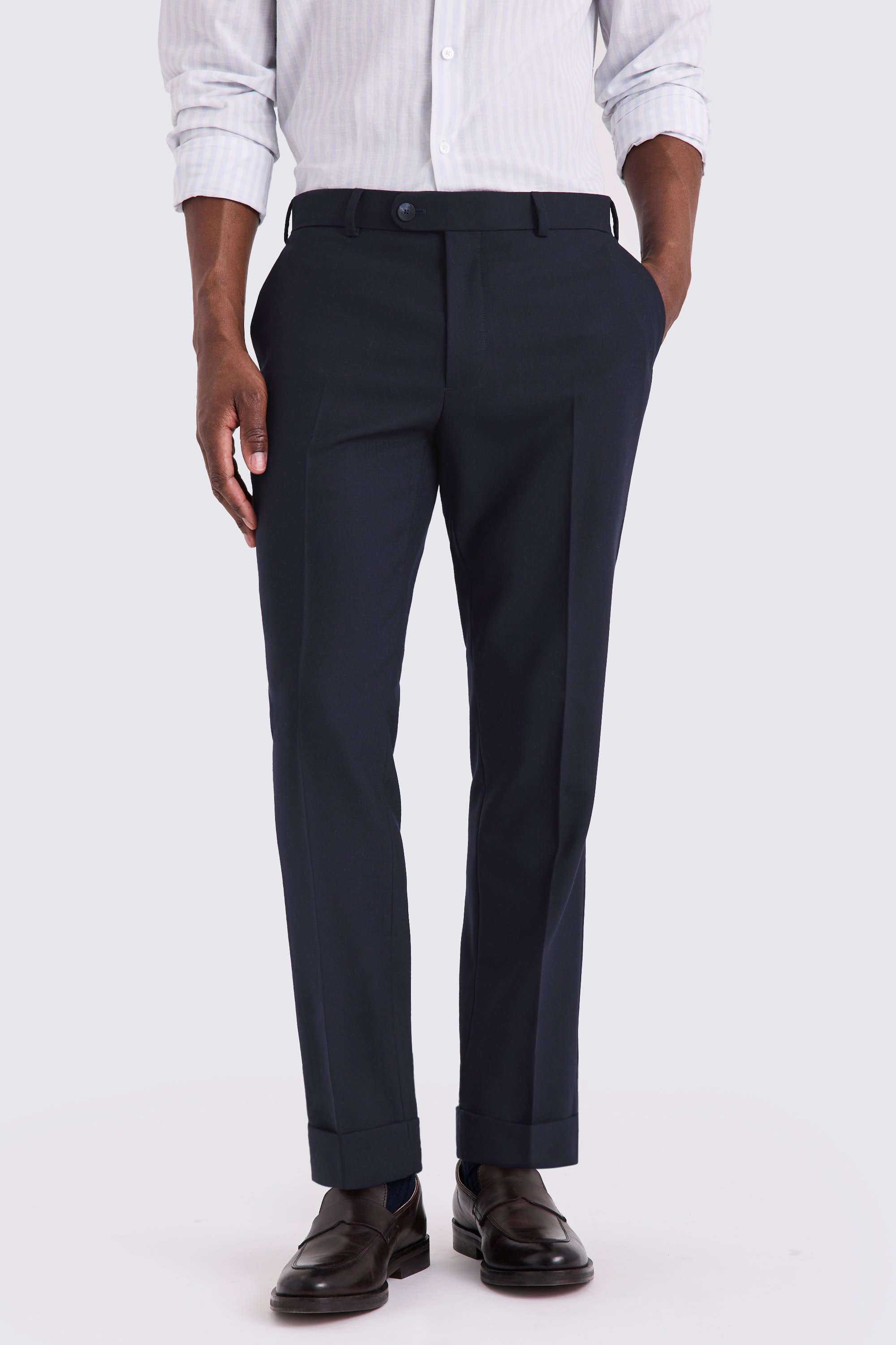 Navy Wool Tailored Pants