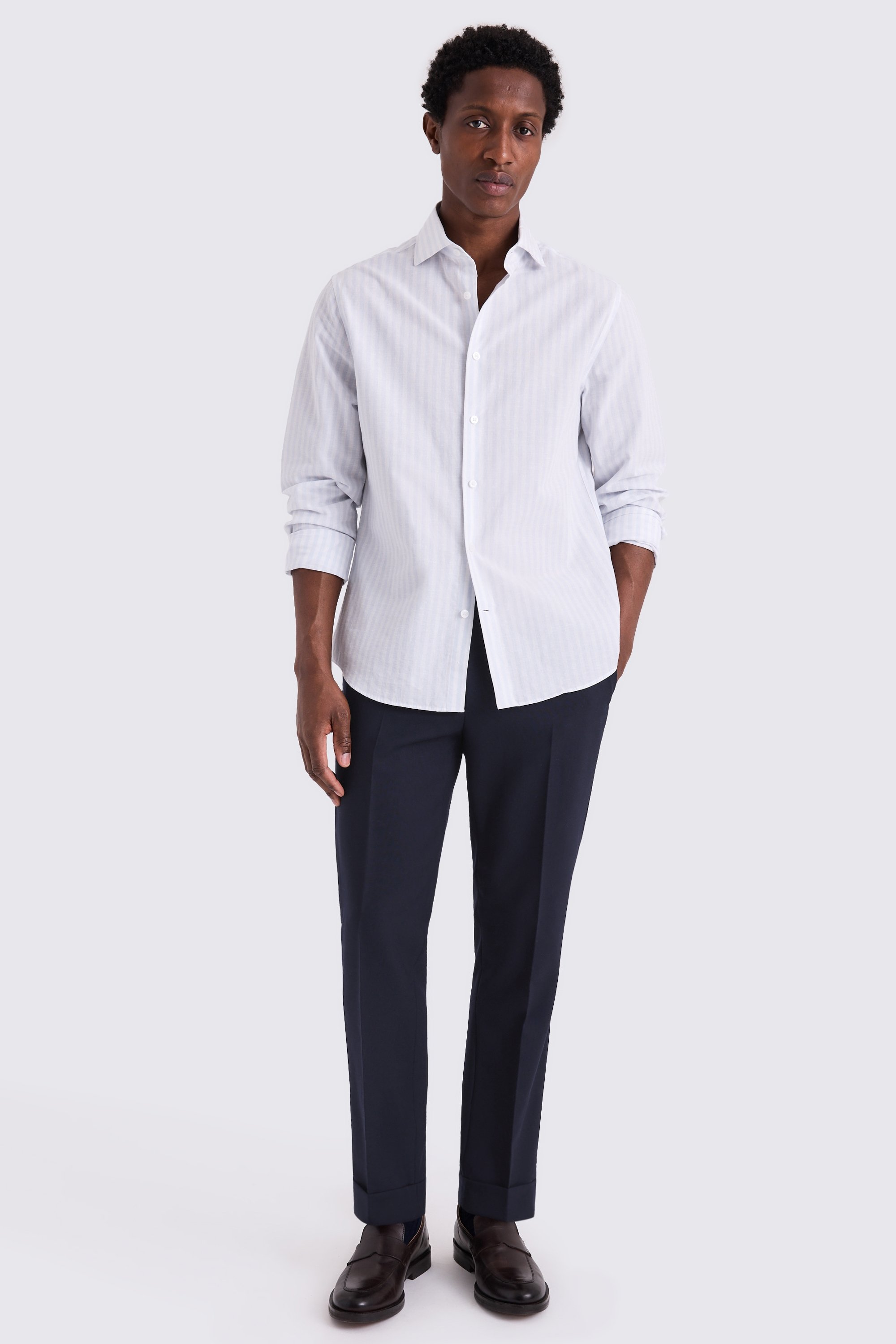 Navy Wool Tailored Pants