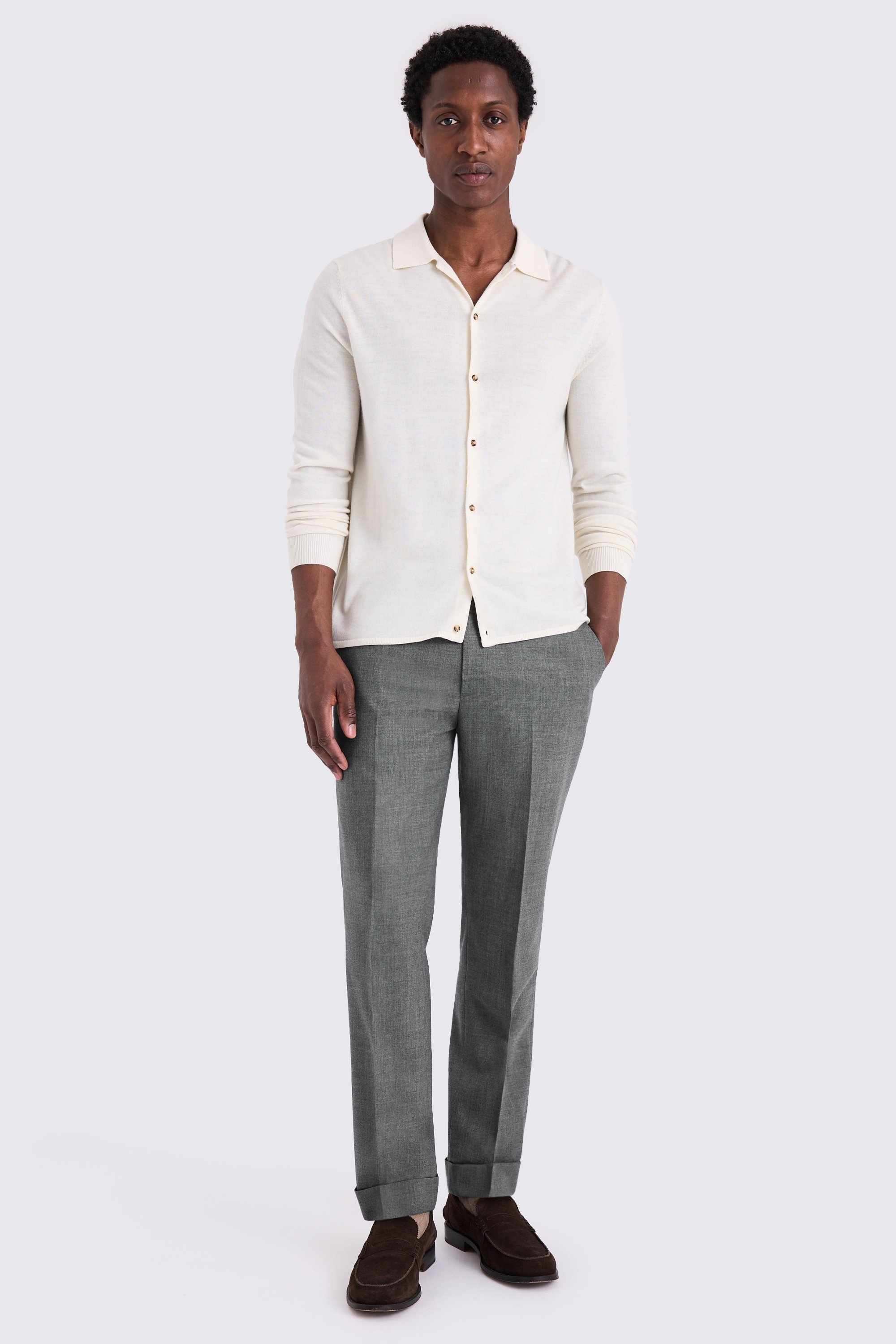Grey Wool Tailored Trousers