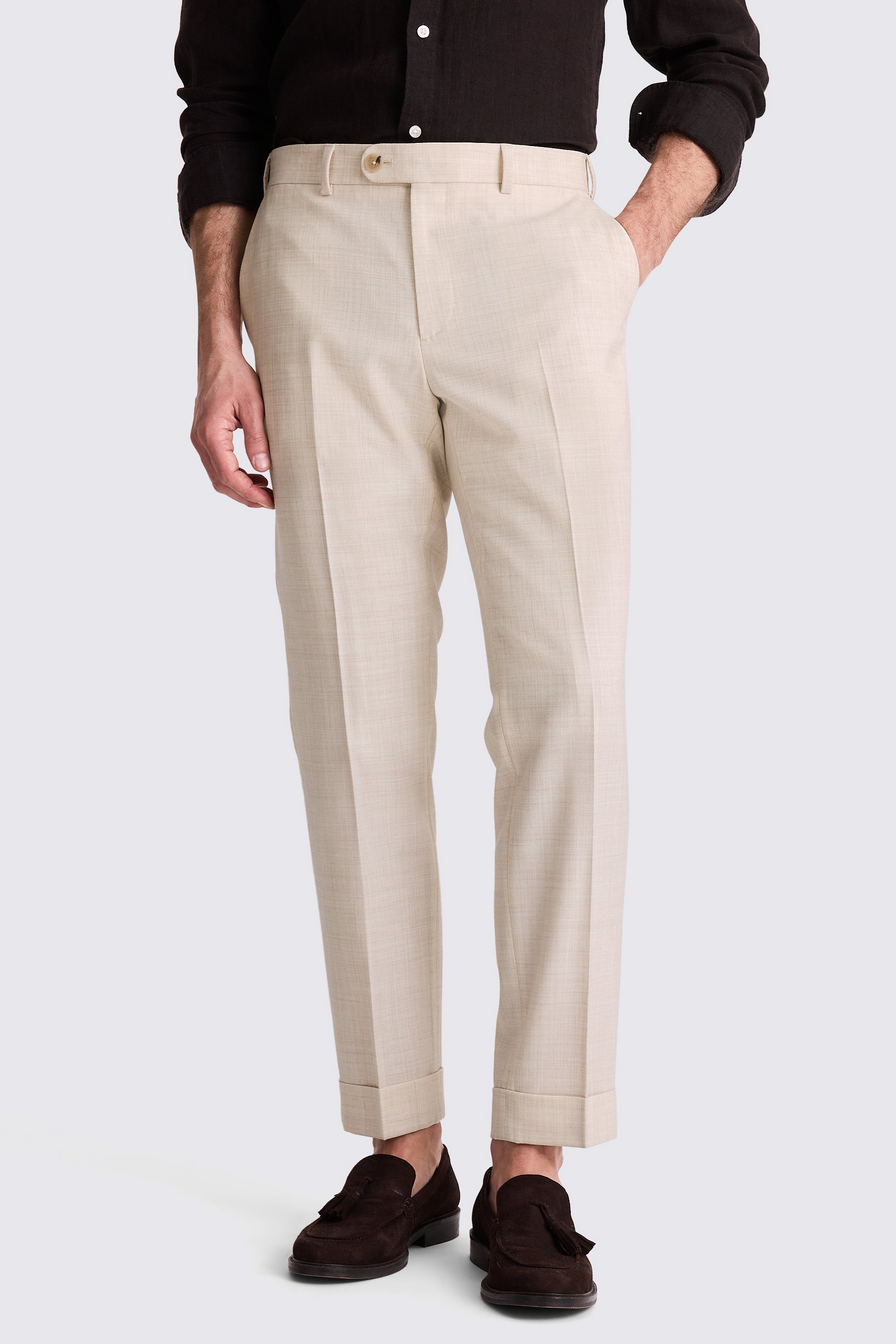 Neutral Wool Tailored Pants