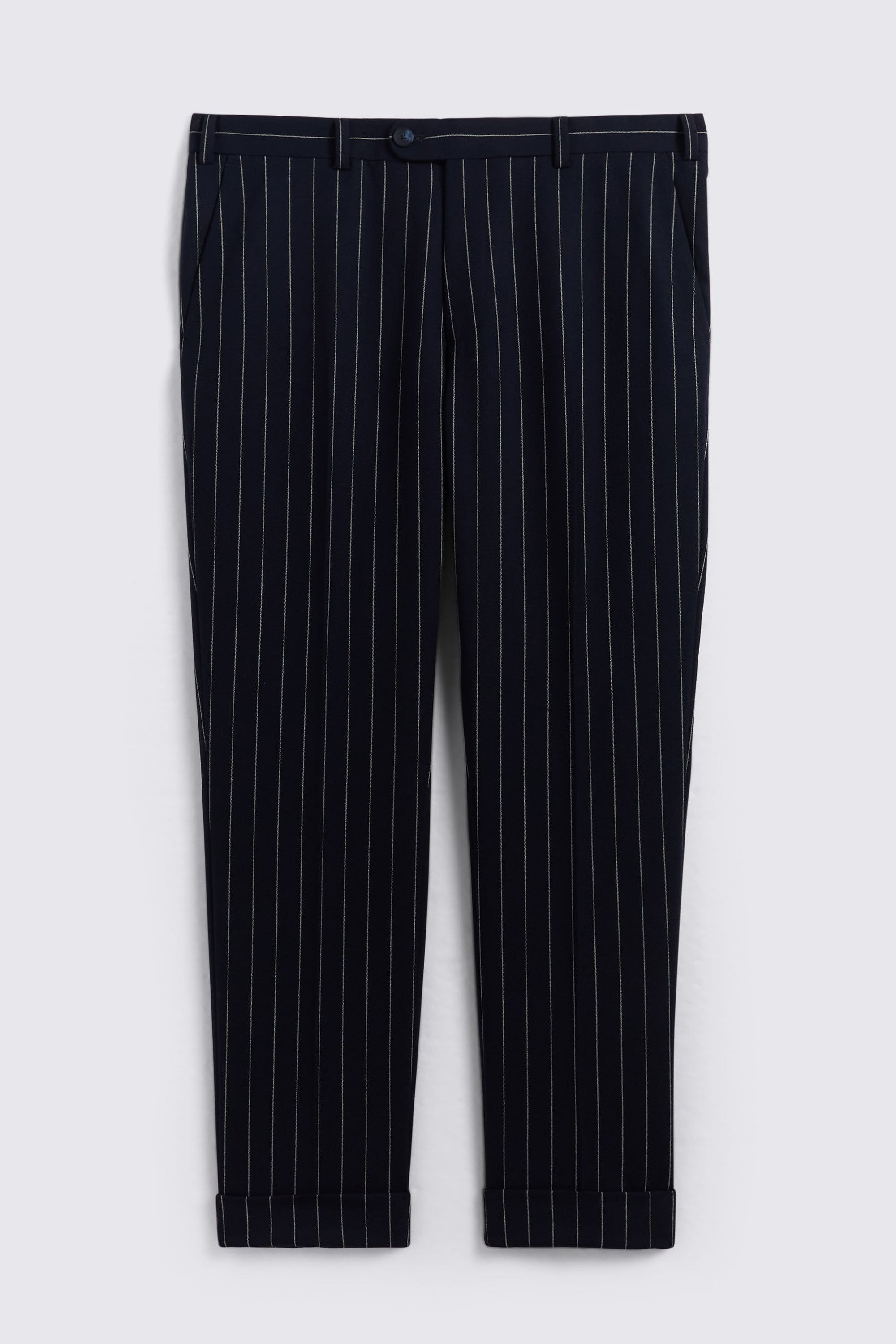 Navy Stripe Wool Tailored Pants