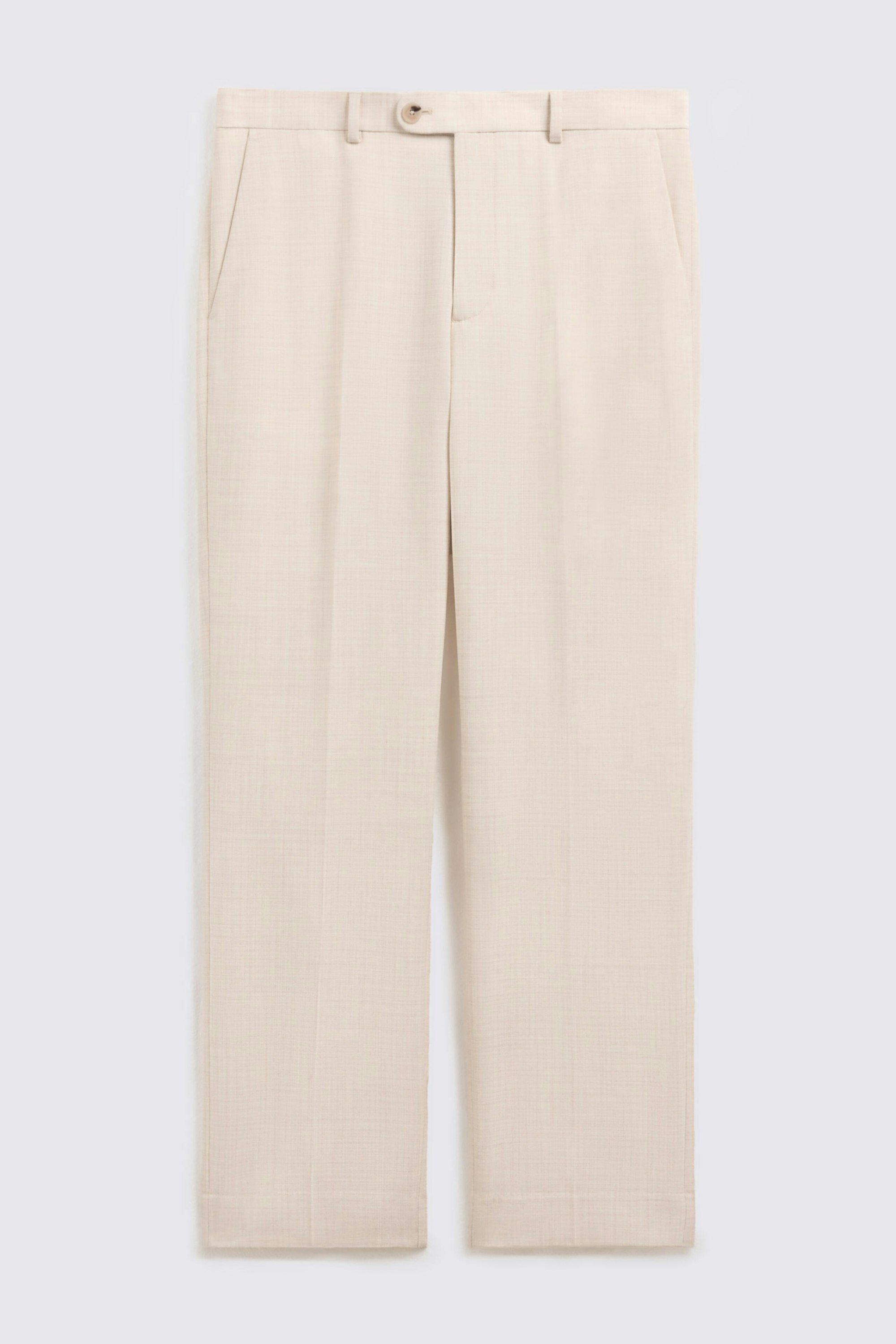 Neutral Wool Wide Leg Tailored Pants