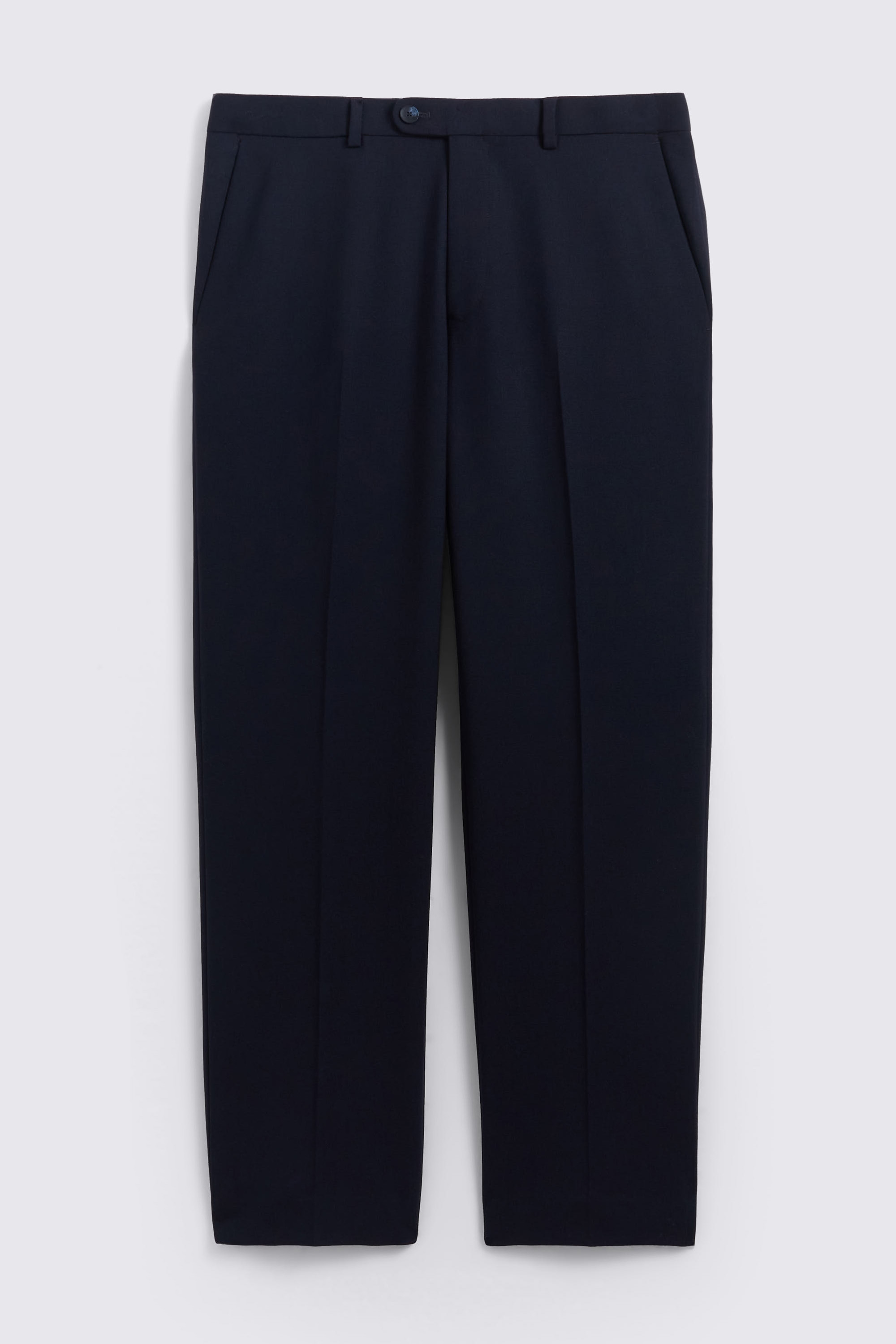 Navy Wool Wide Leg Tailored Trousers